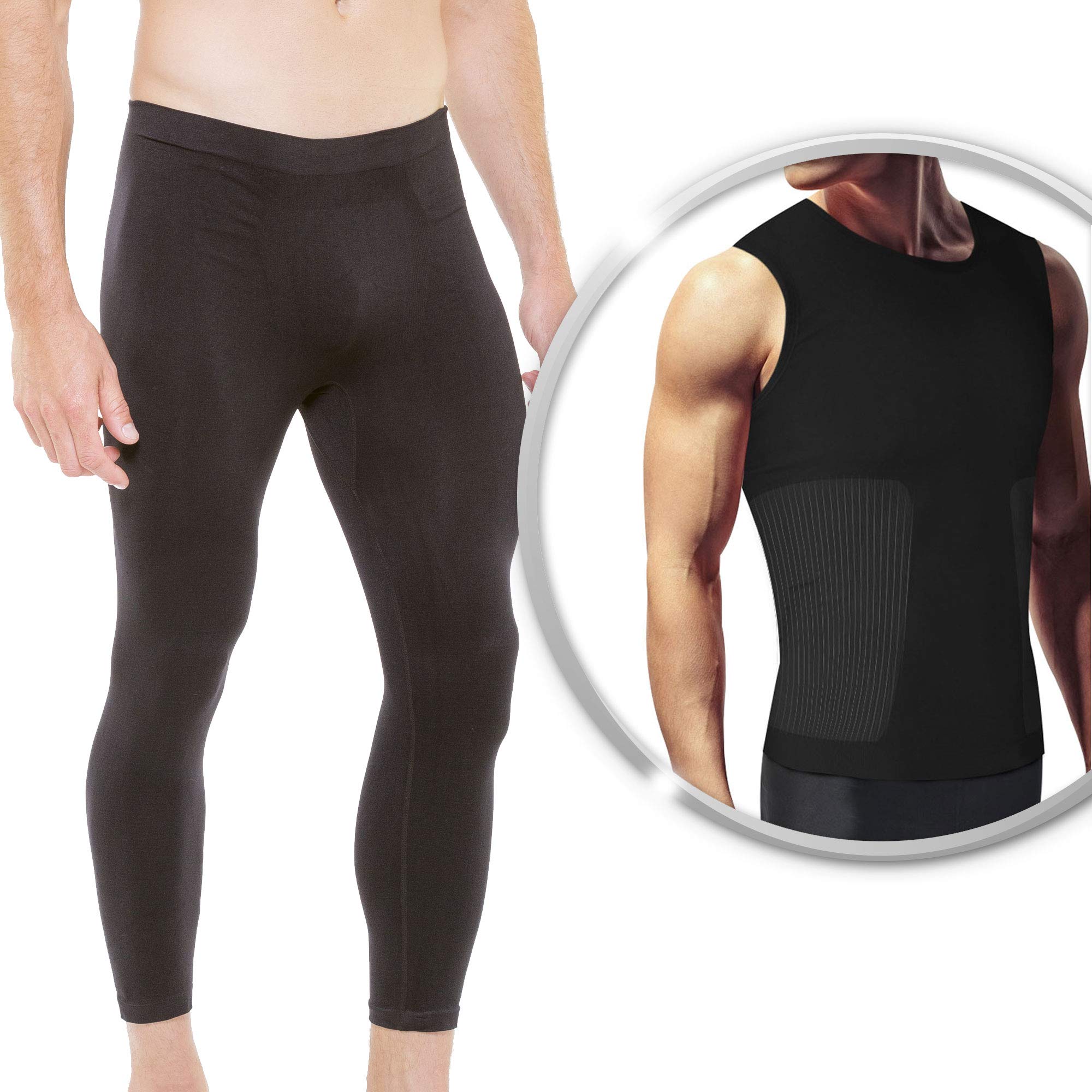 Sveltek Men's Sculpting Tights and Tank Top, mens, L021, Black, FR : Taille Unique (Taille Fabricant : L/XL)