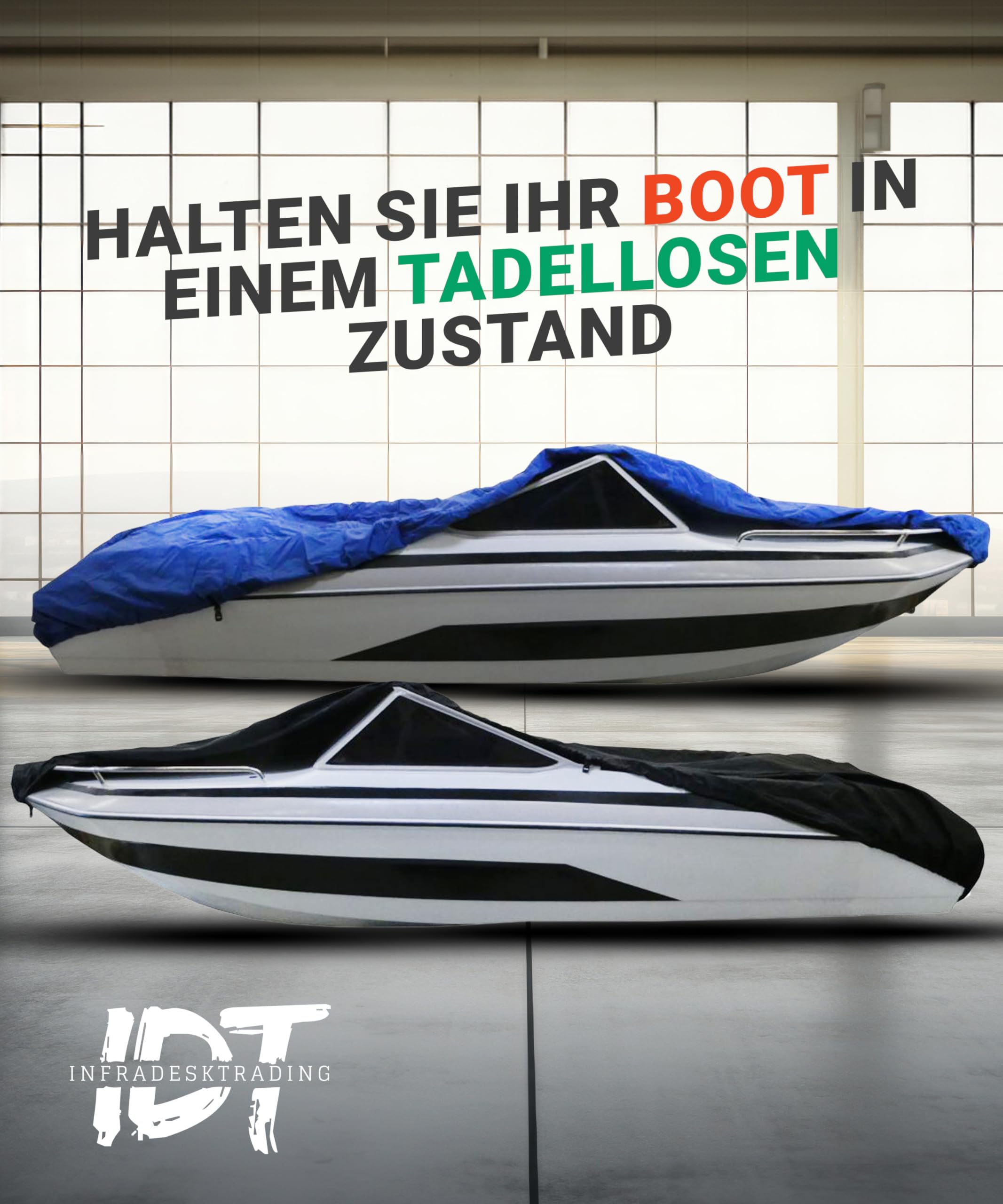 Bootsplane - Infradesktrading 600D PVC beschichtete Universal Persenning Boot - Speed & Console Abdeckplanen für Boote, 490 bis 550 cm lang x 240 cm breit - Bitte Maße vor Bestellung prüfen