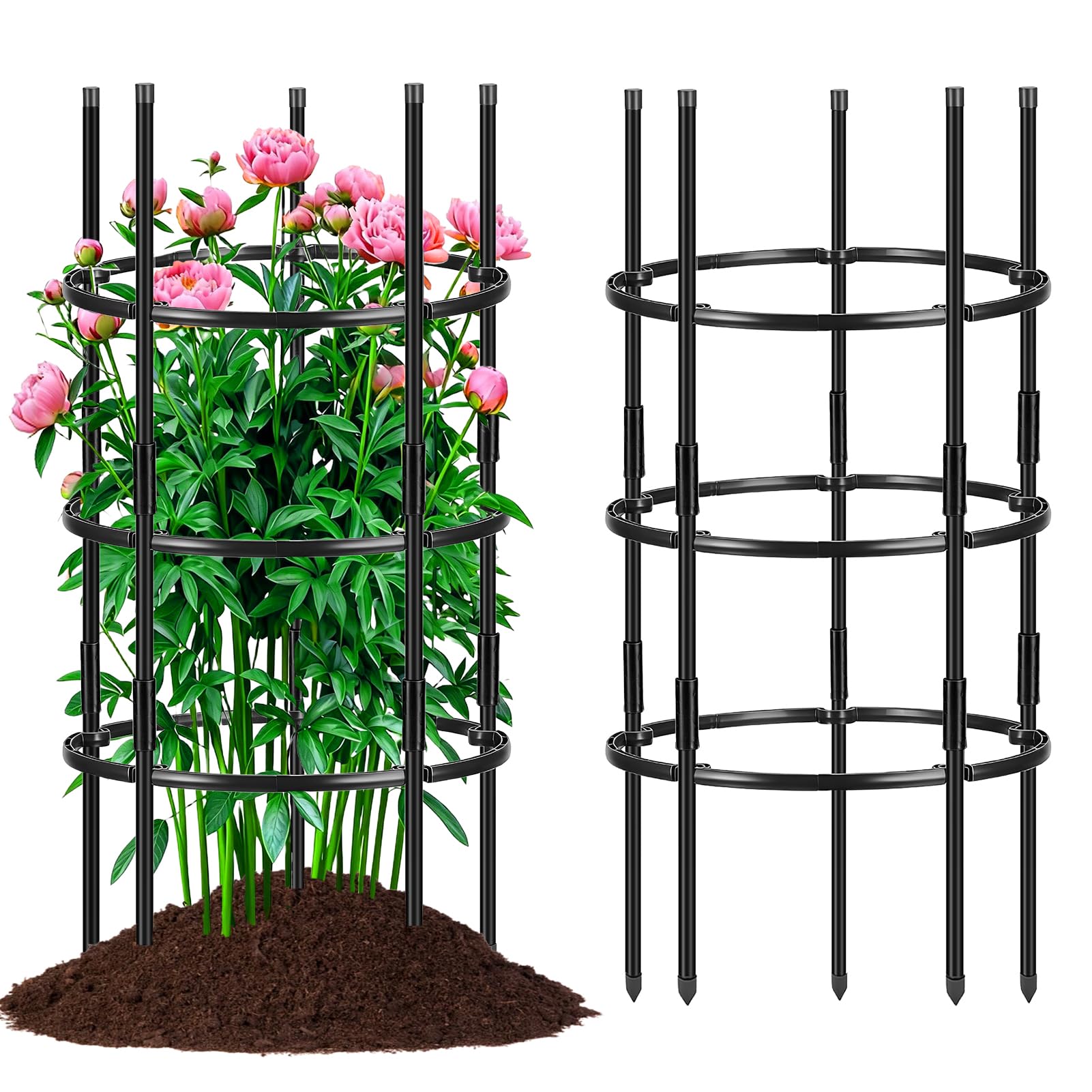 Support pour pivoines tuteur plante intérieur extérieur anneau empilable jardinage lot de 2