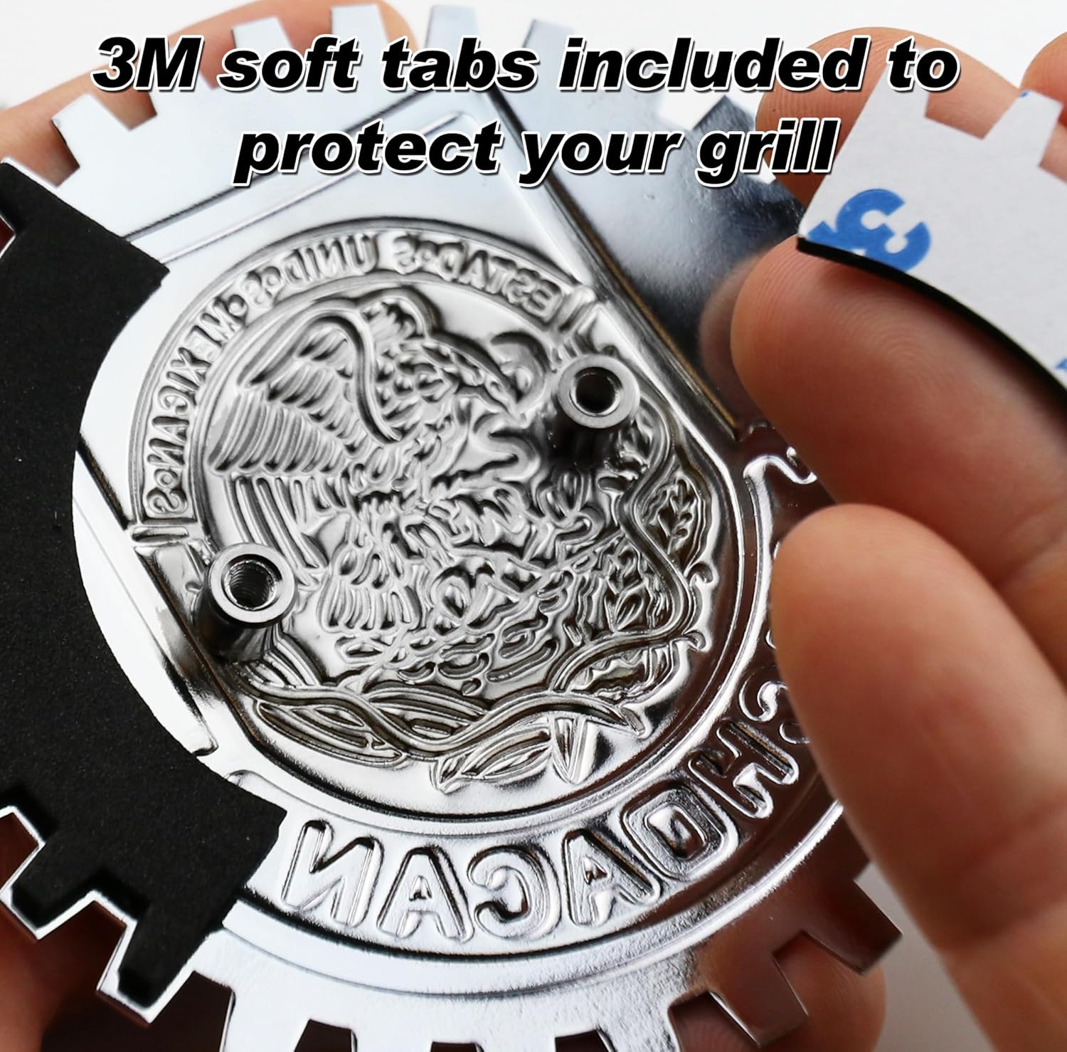 Premium Michoacan Mirror Chrome Red ISO 9001 Mexico Eagle Flag Grill Badge Mexican Emblem for Trucks and Cars