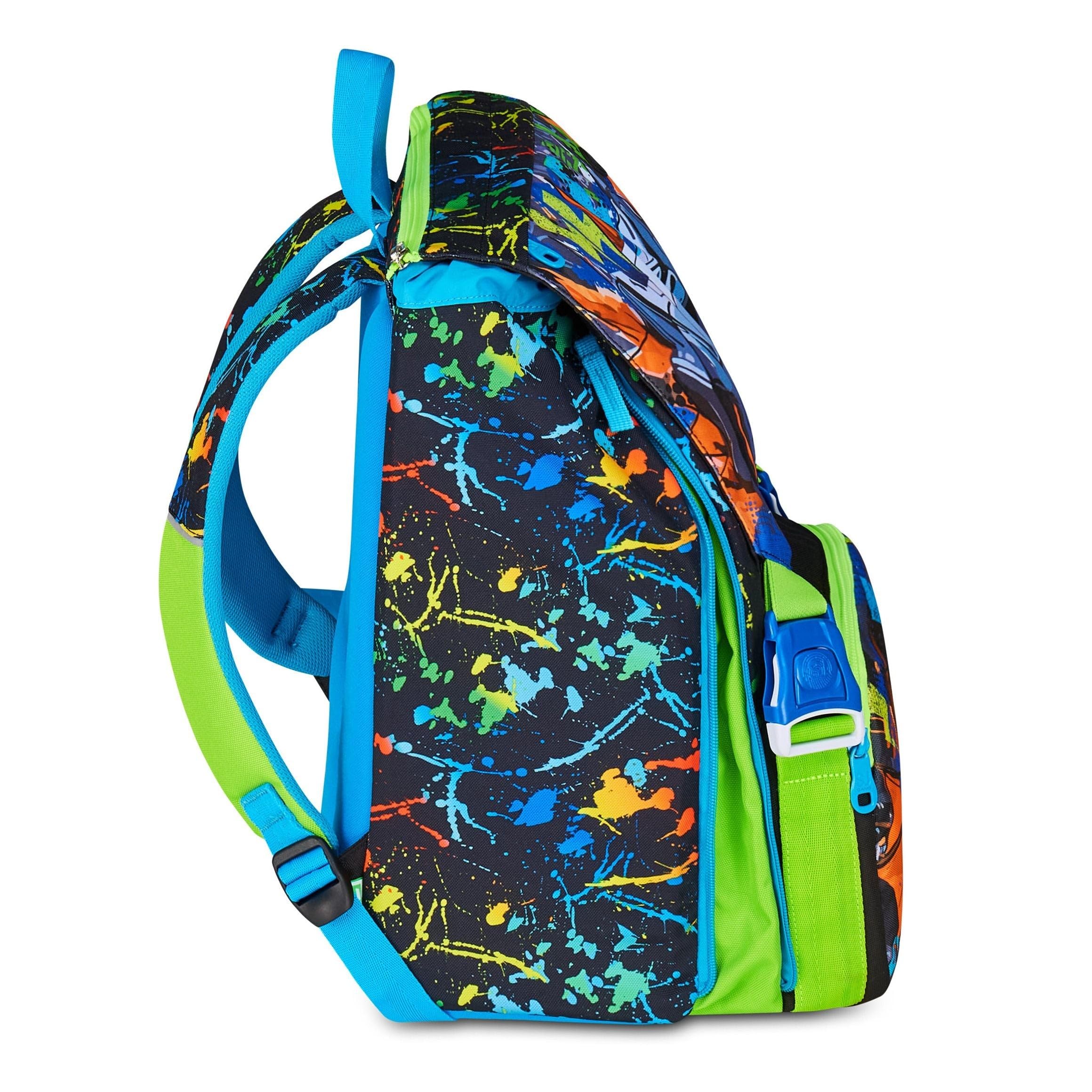 Zaino Scuola Sj boy Led Look Drago estensibile By Seven per elementare Bambina + Astuccio 3 piani completo di cancelleria + Diario 2025/2026 + 7 penne a scatto e portachiave fischietto