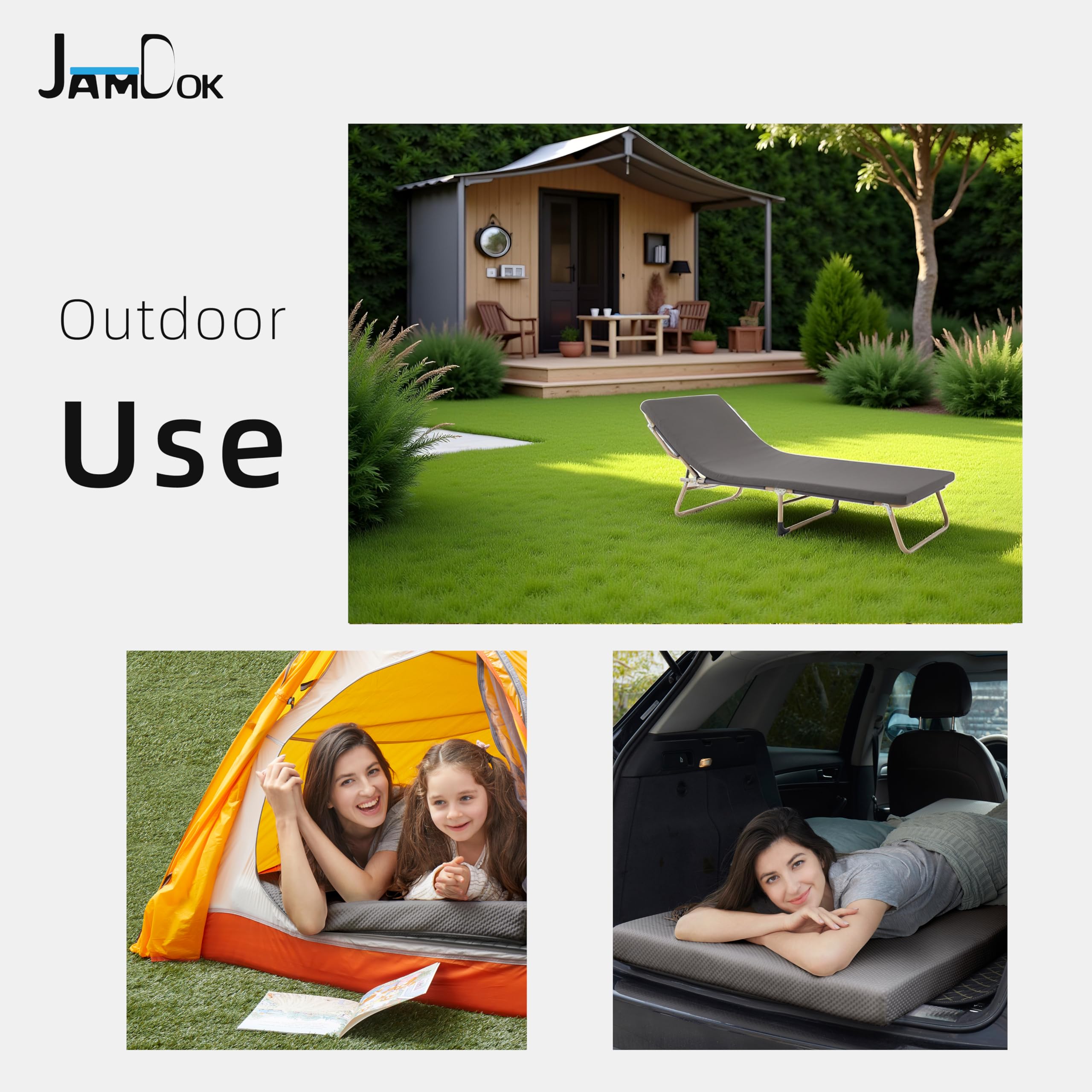 Jamdok Schaumstoff-Matratzenauflage für Campingbett, Automatratze, Sofa, aufrollbare Bodenmatte, faltbare Schlafmatte, tragbar, Grau (190 x 75 x 5 cm)