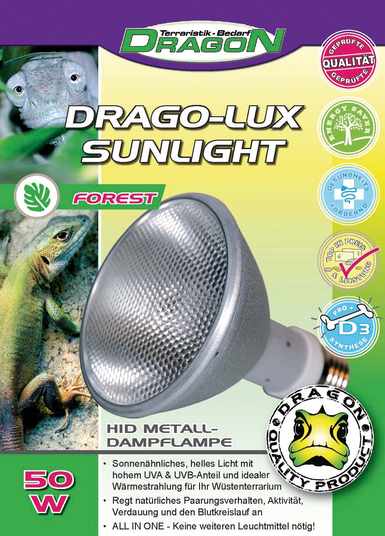 Dragon DRAGO-LUX Sunlight FOREST 50w - Metalldampflampe für E27 Fassung mit UVA und UVB Strahlung