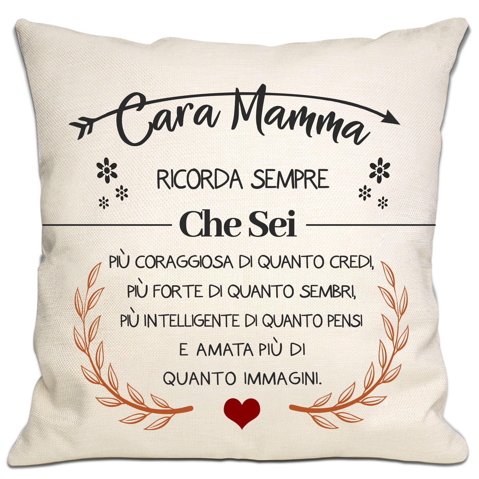 Cara Mamma Che Sei Più Coraggiosa di Quanto Credi Copricuscini per la mamma da Figlia Figlio Regalo d'ispirazione per la mamma Compleanno Festa della Mamma Regalo di Natale (Cara Mamma-1)