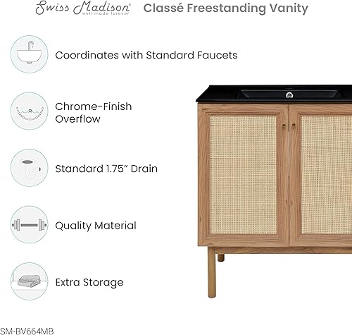 Vista 429 de Swiss Madison Classe - Lavabo de baño de roble de 24 pulgadas incluido