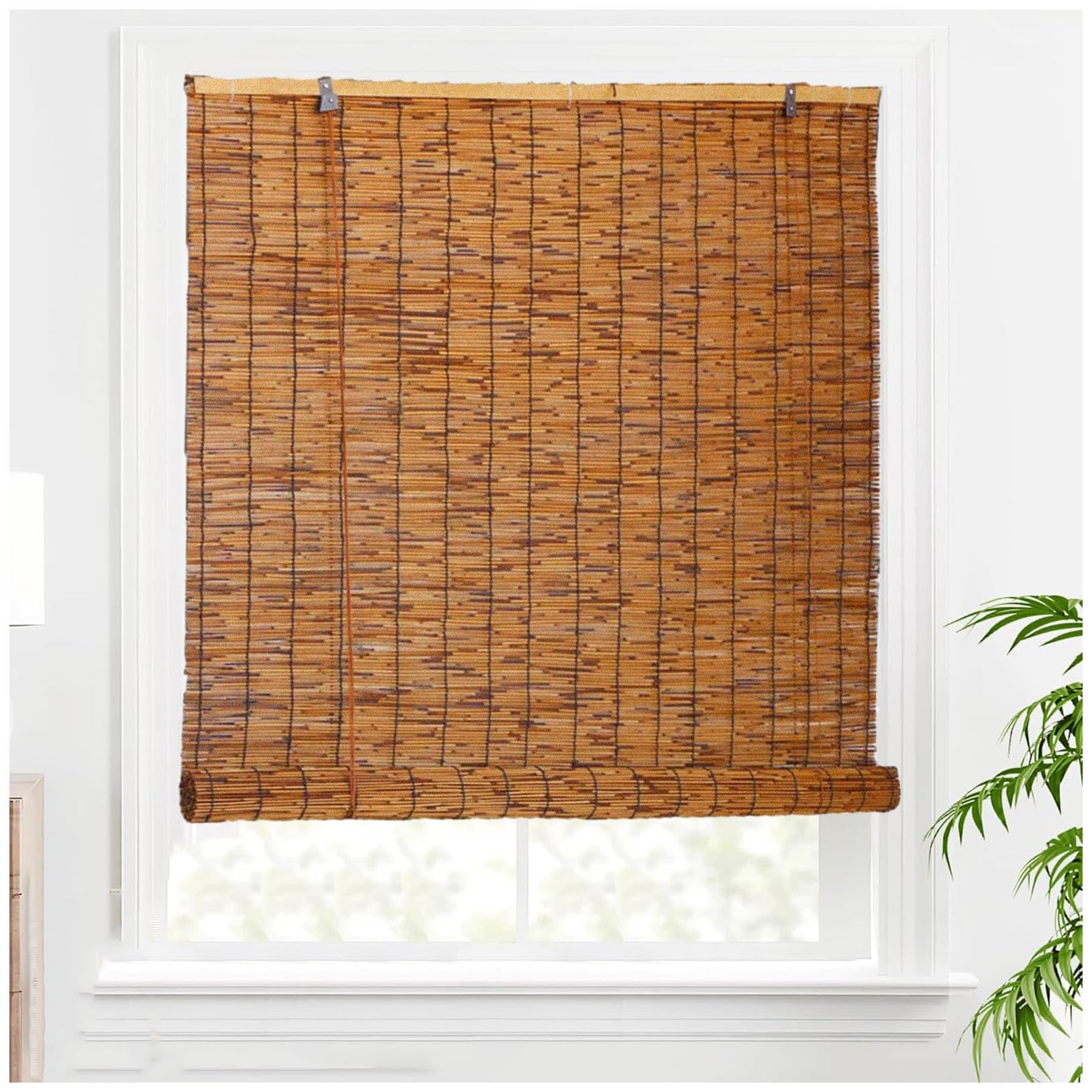 26" 34" 36" 40" 42" 46" 48" 54" 60" 66" 72" Wide, Blackout Bamboo Roll Up Shade For Outdoor Patio Privacy, Bamboo Roller Blind With Lift, Cordless