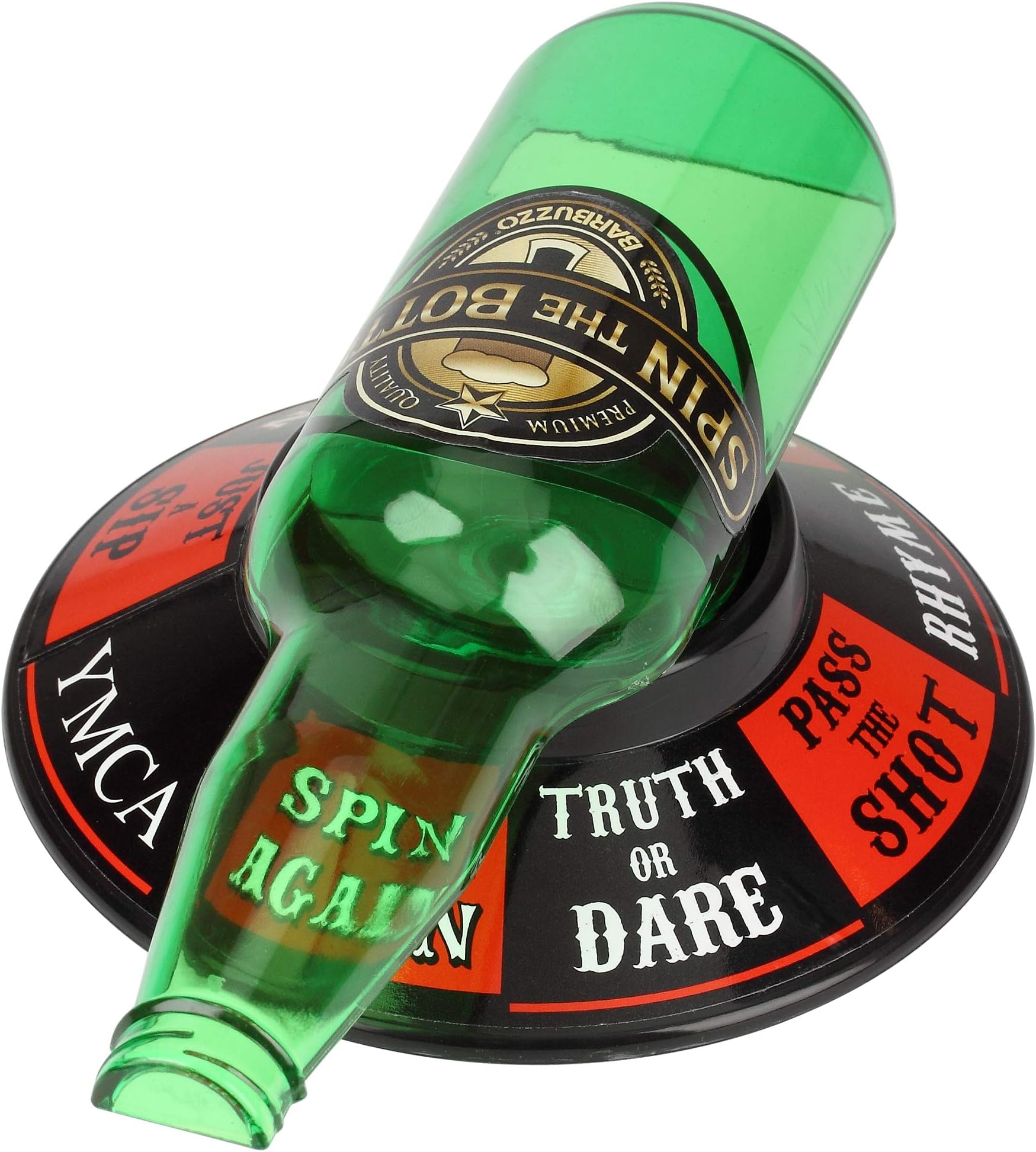 Barbuzzo Spin the Bottle - A Favorite Party Drinking Game - Pour a Pint, Spin the Bottle, and See Where It Lands - Charming Gift for Home Gatherings, Kickbacks, Parties, Tailgates, and Events