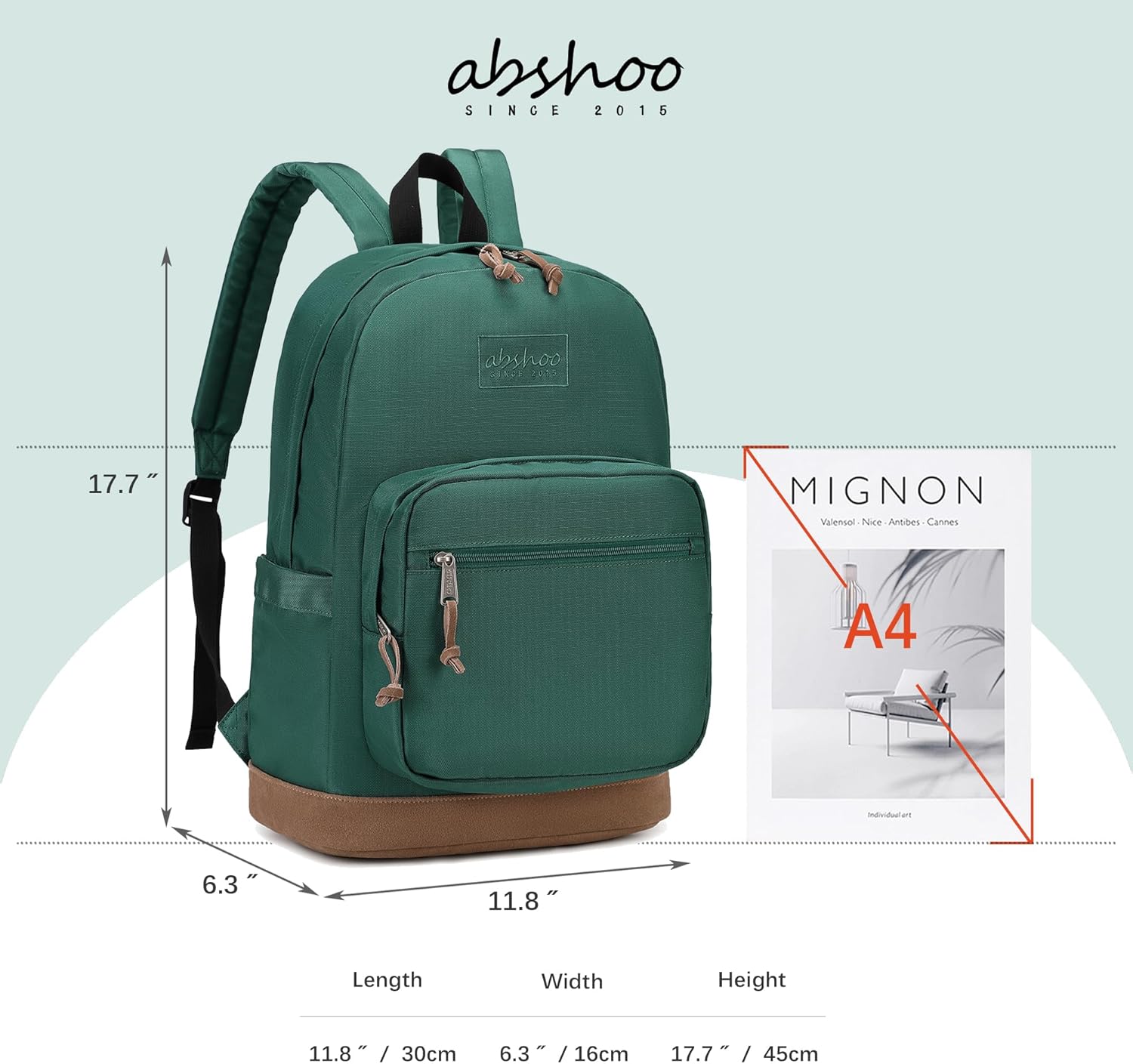 abshoo Basic School Backpack for Middle High School Bookbag for Teen College Backpacks Travel Daypack (Green) - Image 4