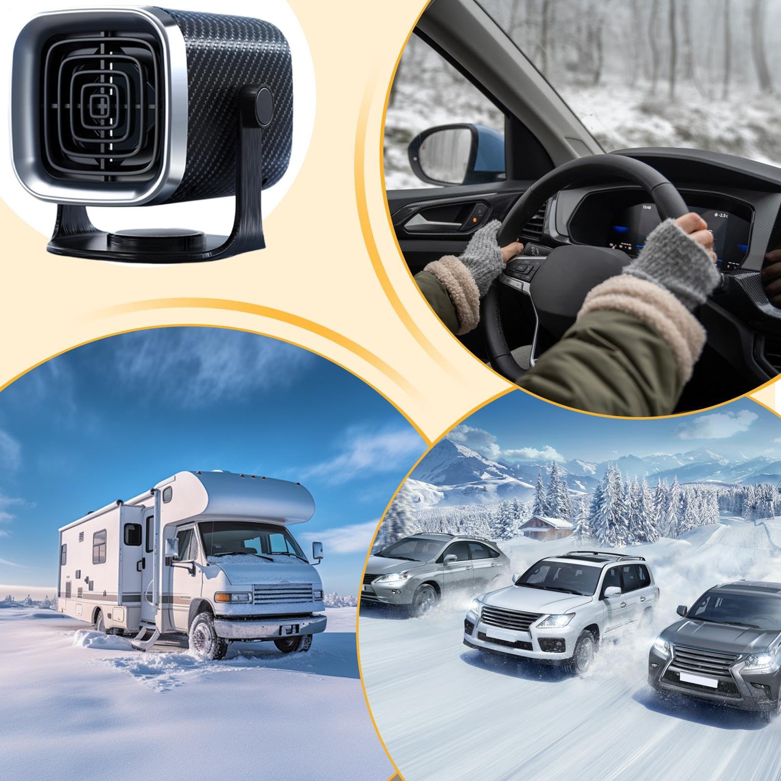 Riscaldatore Auto Portatile,24V Portatile Rotante Ad Alta Efficienza Riscaldatore Veicoli Invernale - Ventilatore Auto Con Funzione Antisbrinamento Vetri | per Furgoni SUV Taxi Camion