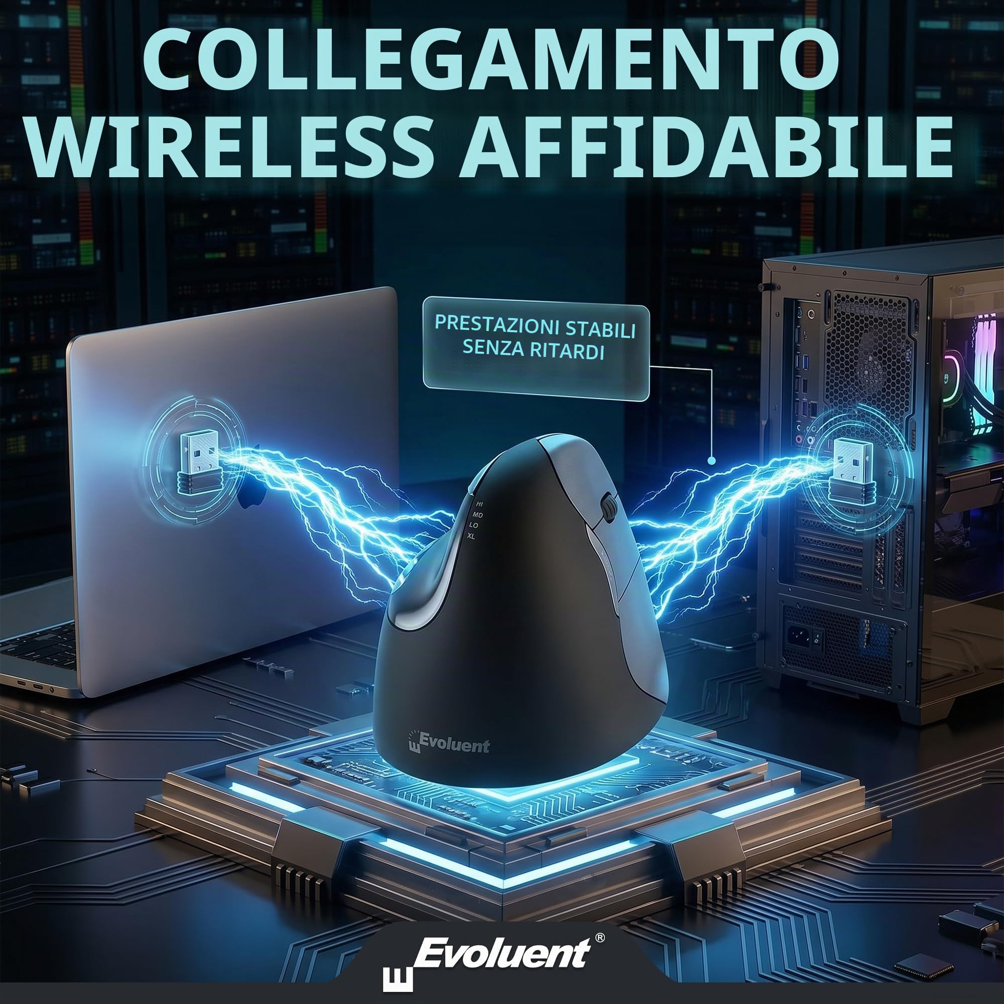 Evoluent Vm4Rw Mouse Verticale Destro Evoluent4 6 Brancolare/Rotella di Scorrimento/In Modalità Wireless