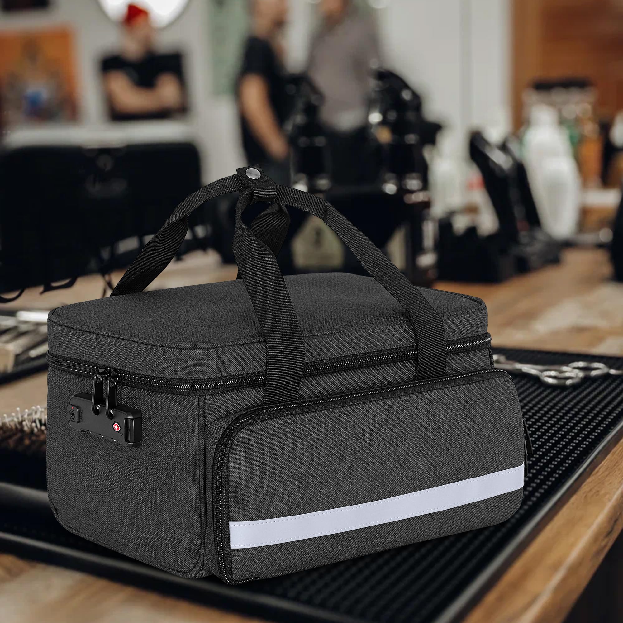 CURMIO Maletín Profesional para Cortapelos, Organizador con Cerradura para Máquinas, Tijeras y Accesorios de Barbería, Solo Bolsa, Negro