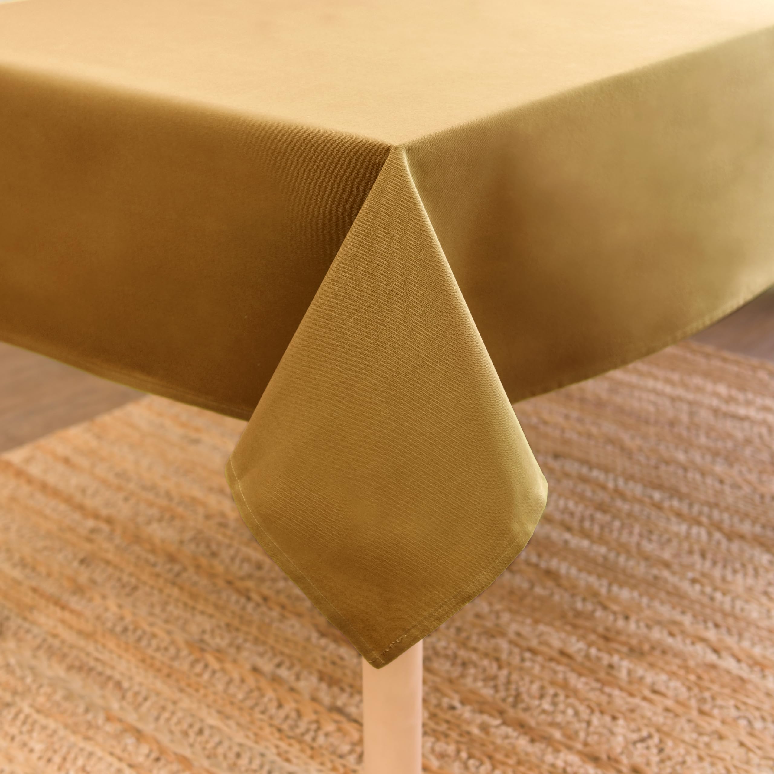 Encasa XO Table Cloth, Cotton Canvas Dining Cover 56"x91" Mustard
