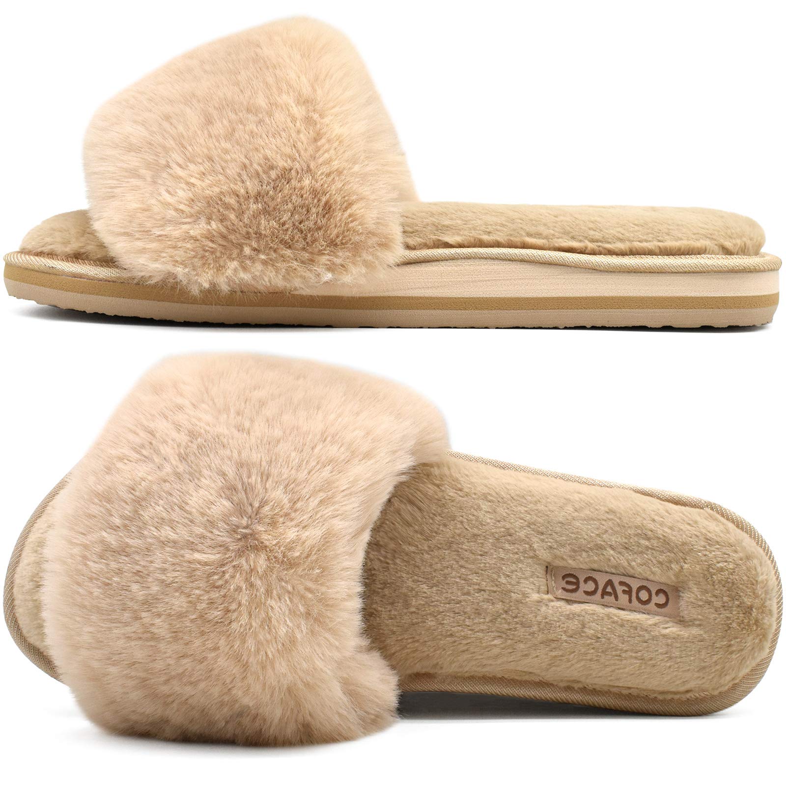 COFACE Pantofole Donna Scarpe da Casa Invernale Ciabatte Pelliccia Donne Peluche Pantofole da Interno