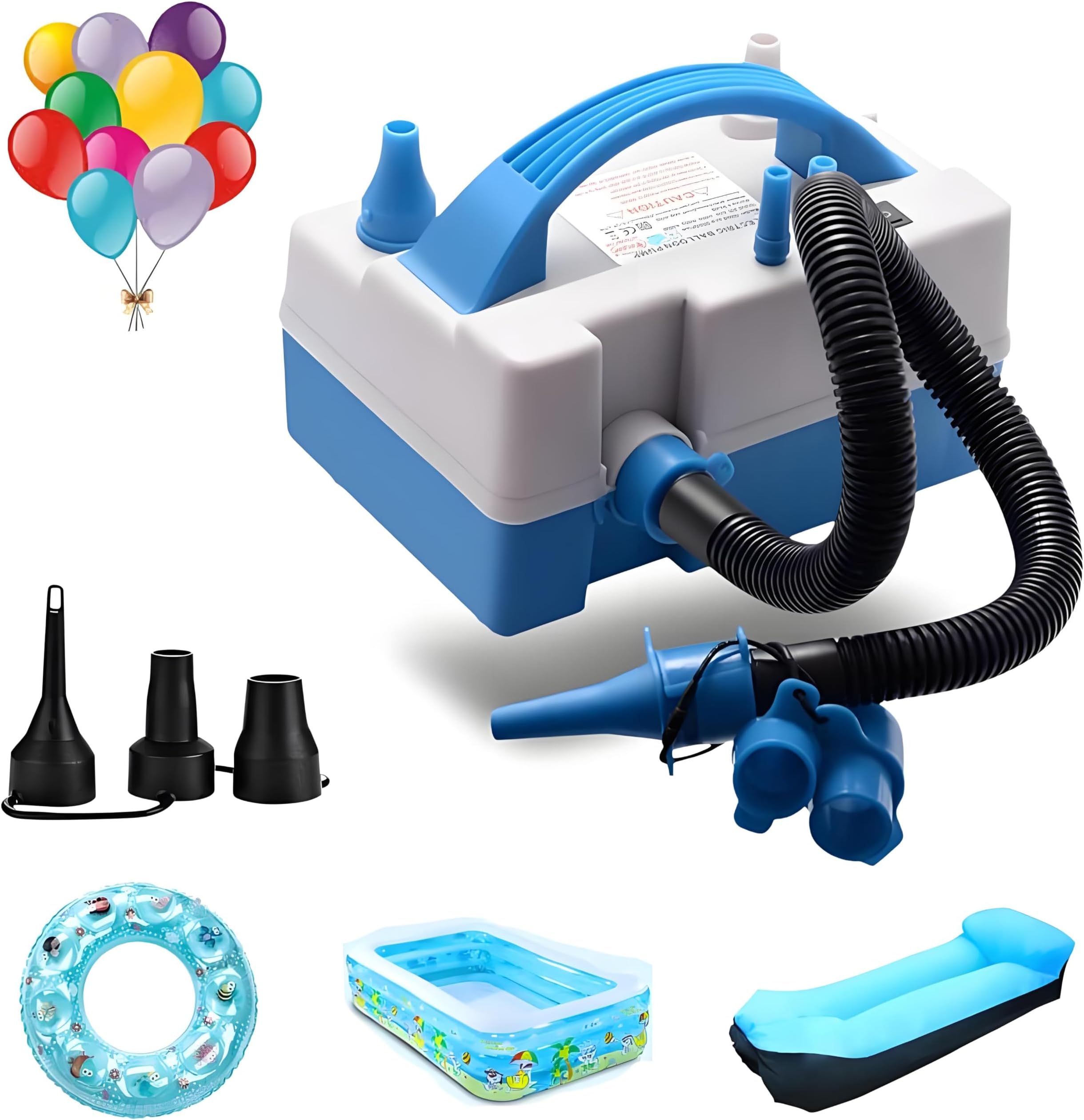 Electric Balloon Pump,Portable Dual Nozzle Electric Balloon Inflator/Blower with Multipurpose Hose Extension,for Party Decoration