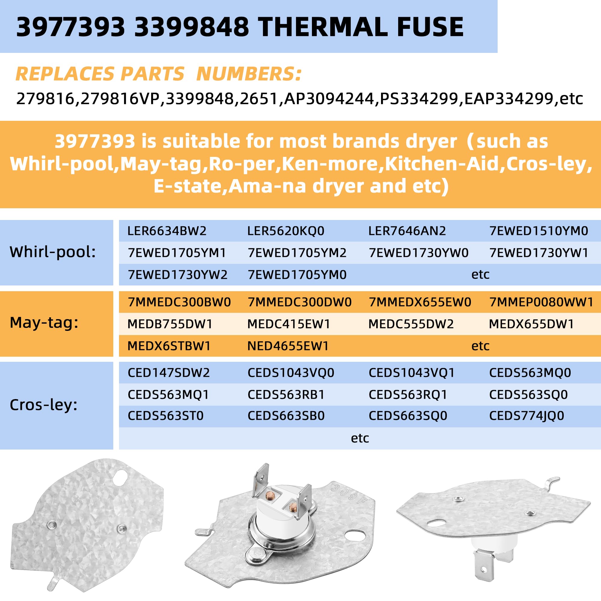 3977393 Y 3392519 Fusible Térmico Para Secadora Y - Foto 7