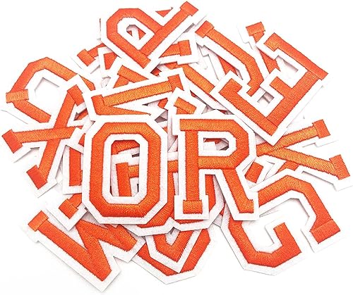 Miniatura 14 de Jongdari Parches para planchar con letras y números para ropa, parches bordados de 2 pulgadas con letras del alfabeto para chaqueta letterman