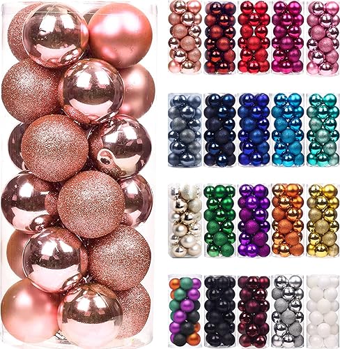 Miniatura 33 de Emopeak - 24 mini bolas para árbol de Navidad, irrompibles, bolas colgantes para decoración de fiestas, bodas y festividades, de 1.2 pulgadas