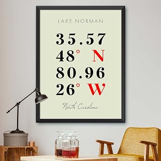 Map of Lake Norman, North Carolina, Multiline Coordinates Colored (8x10)