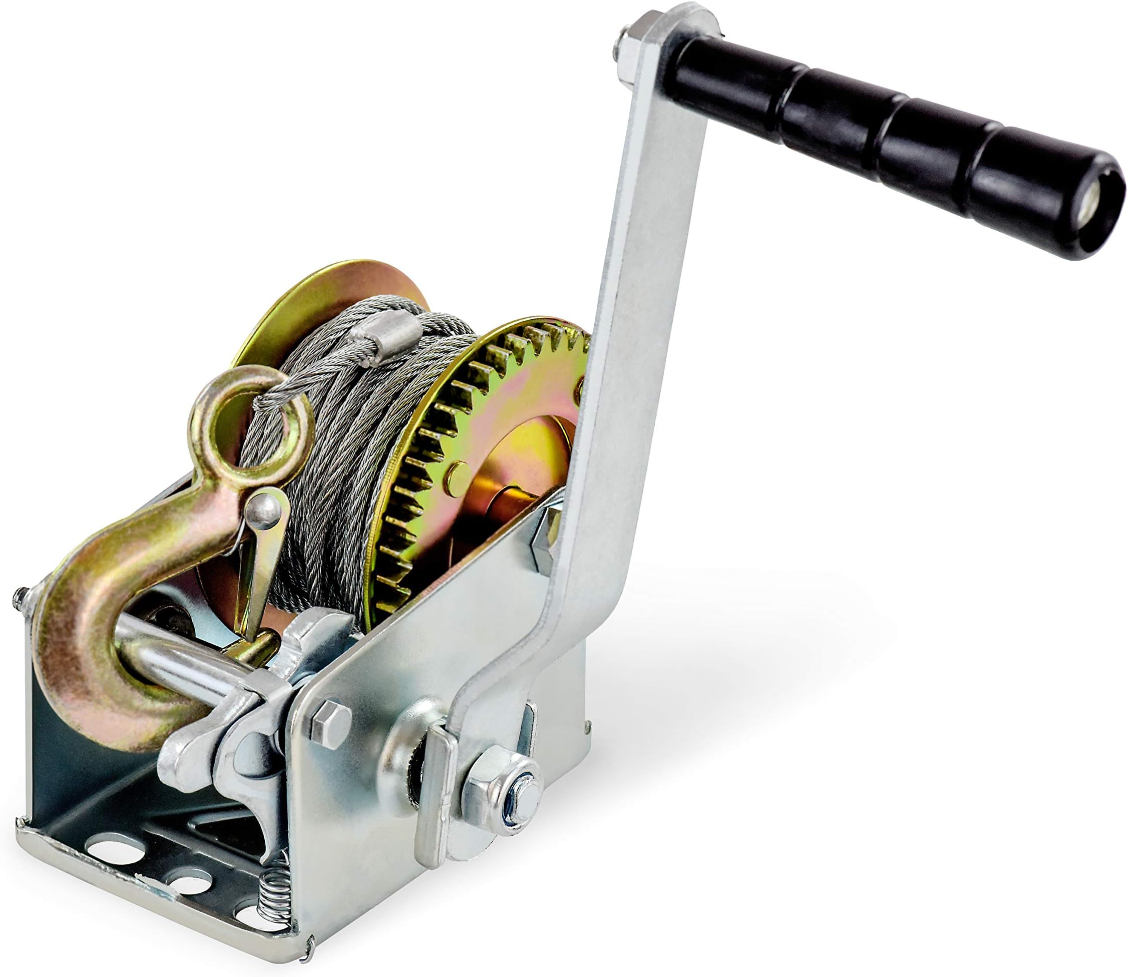 Segomo Tools Heavy Duty 600 Pound Manual Two Way Ratchet 26.2 Ft Long Wire Winch - Boat Winch | Hand Pulley Crank - HW600