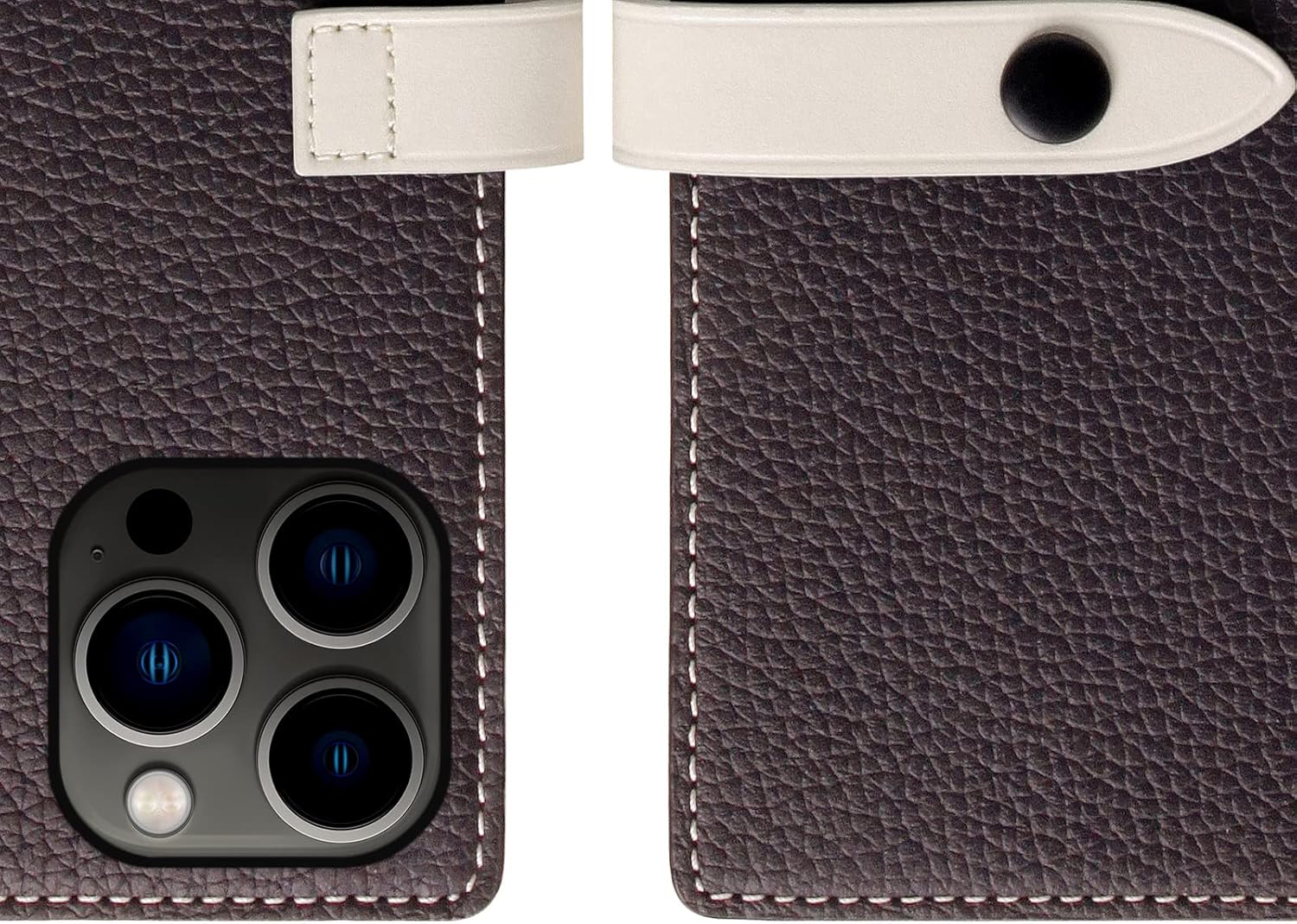 D8 Edition Full Grain Leather Wallet Case for iPhone 14 Pro Max - Handcrafted Diary Style with Card Holders and Side Cash Pocket with Snap Closure, Gift Box Included (Brown Cream)