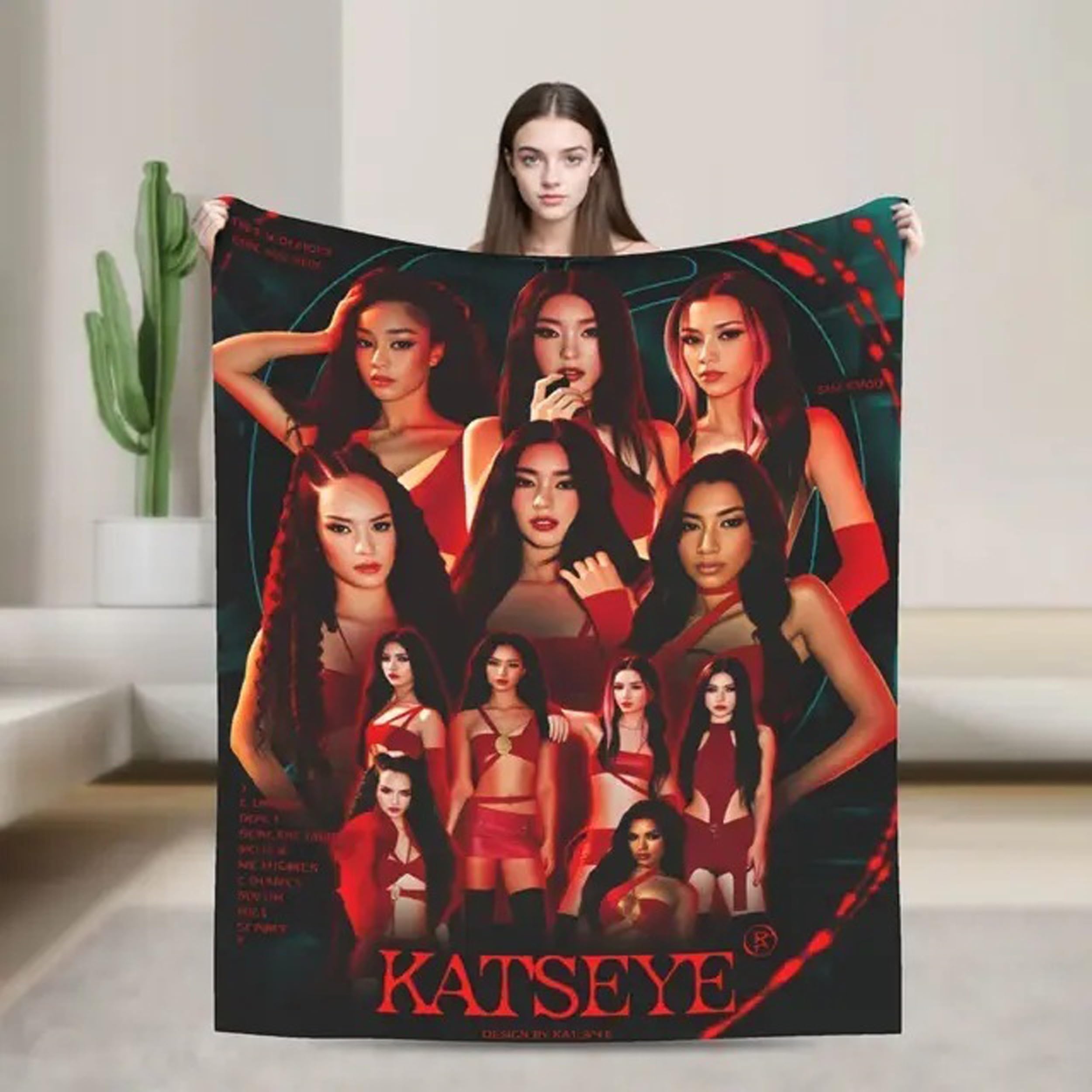 KPOP Kat-seye Flanela manta para EYEKON 150*200cm sofá cama decoración M
