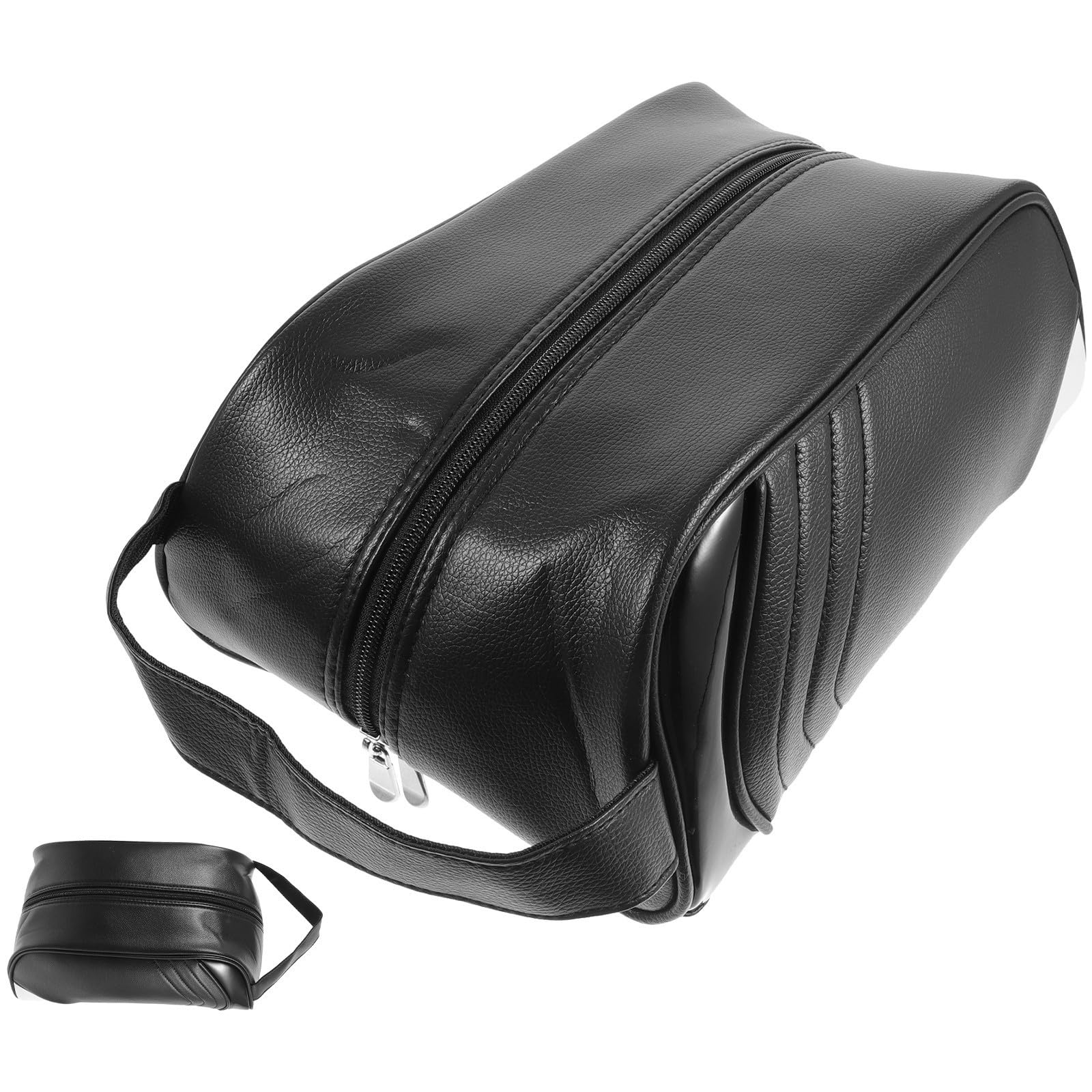 Golfschuhtasche Multifunktionaler Schuhbeutel aus Leder mit Reißverschluss Robuster Schwarzer Schuh Organizer für Sport und Basketball
