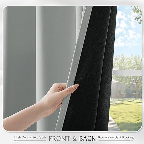 Miniatura 8 de Beauoop Cortinas Grises 100% Opacas de 84 Pulgadas de Largo, 2 Paneles para Dormitorio y Sala de Estar, Sólidas, Oscurecimiento de Habitación,