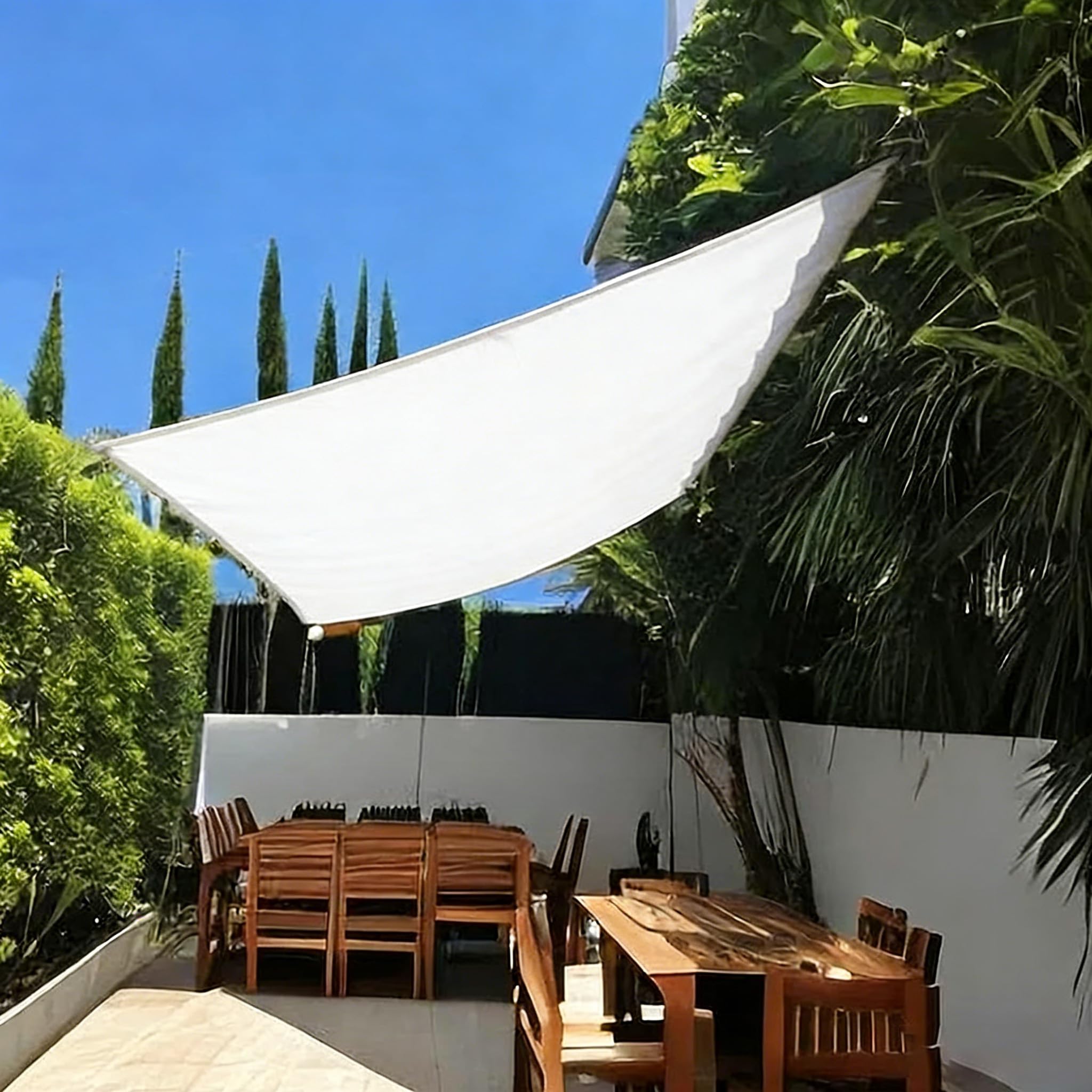 Voile d'ombrage Rectangulaire étanche 2.5x5.5m,Blanc Protection Solaire et Brise-Vue,Filet d'ombrage avec œillets en Acier Inoxydable,pour extérieur, terrasse, Jardin et arrière-Cour