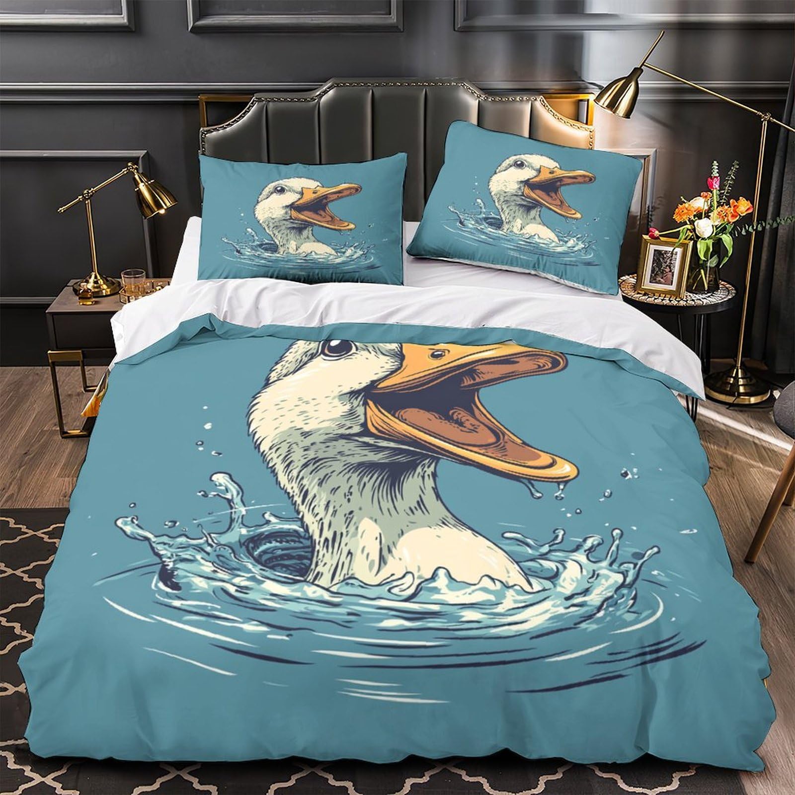 Housse de couette canard 3D hypoallergénique contre les allergies