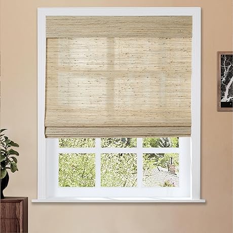 TWOPAGES Natural Cordless Ramie Roman Shade: Elevate Your Windows with Eco-Style