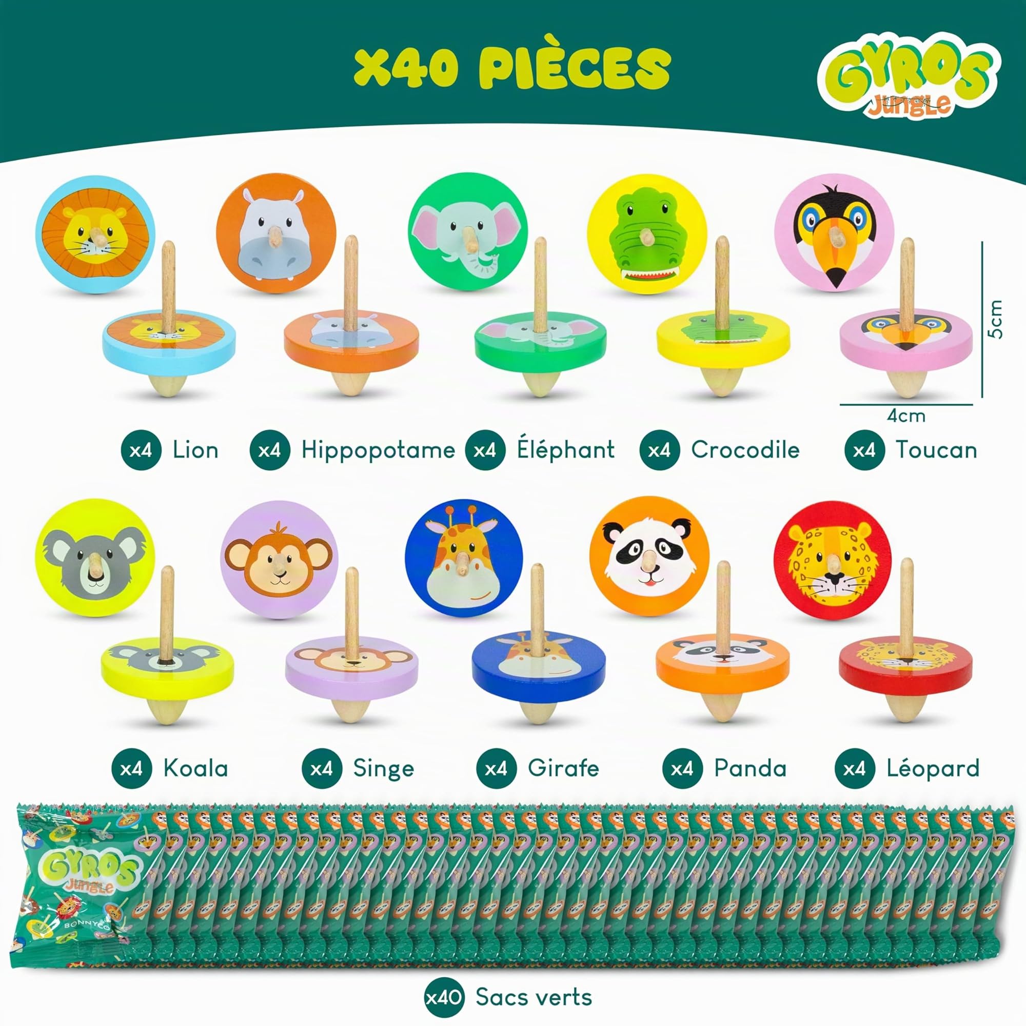 BONNYCO Toupie Enfant Pack 40 Cadeau Anniversaire Enfants Invites. Toupie Bois, Cadeaux Anniversaire Invités. Petit Jouet Pinata Mixte, Pochette Surprise, Mini Jouet. Lot Kermesse, Goodies Assortiment