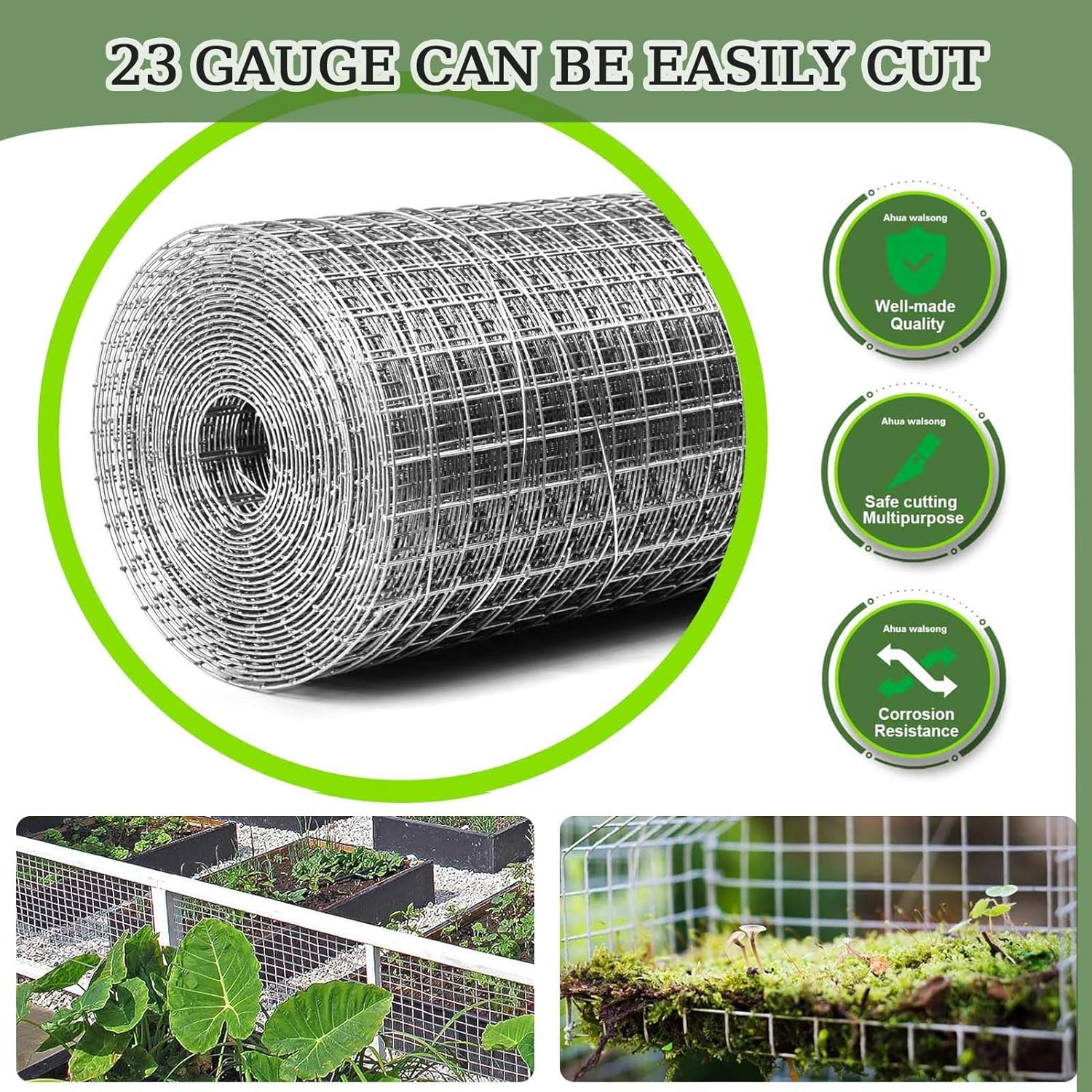 Galvanized Chicken Wire Fencing 1/4inch 23Ga - Durable Predator-Proof Mesh for Chicken Coop, Poultry Netting, Garden Use - 48" x100' Roll