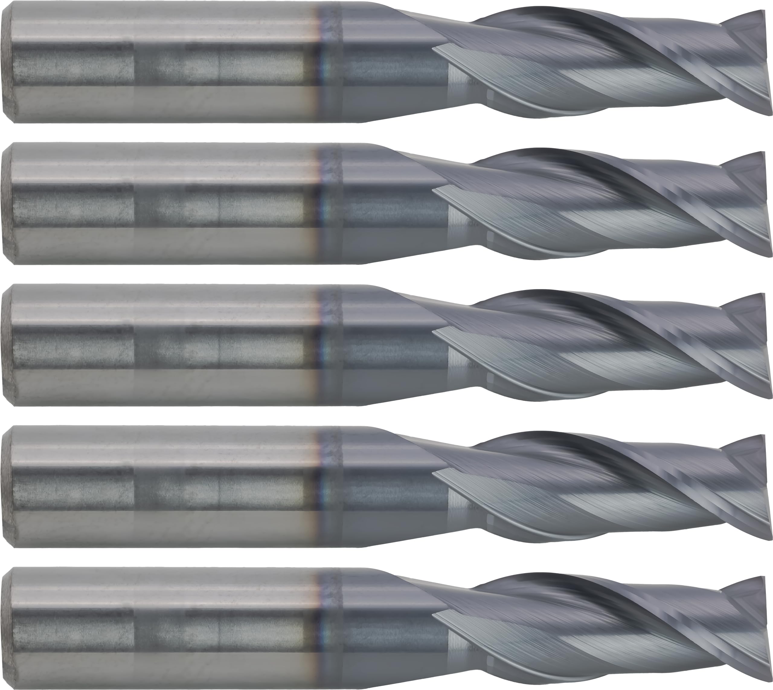 CME 5 pcs Micrograin Carbide End Mills, Square Nose, TiAlN Coated, 13/32