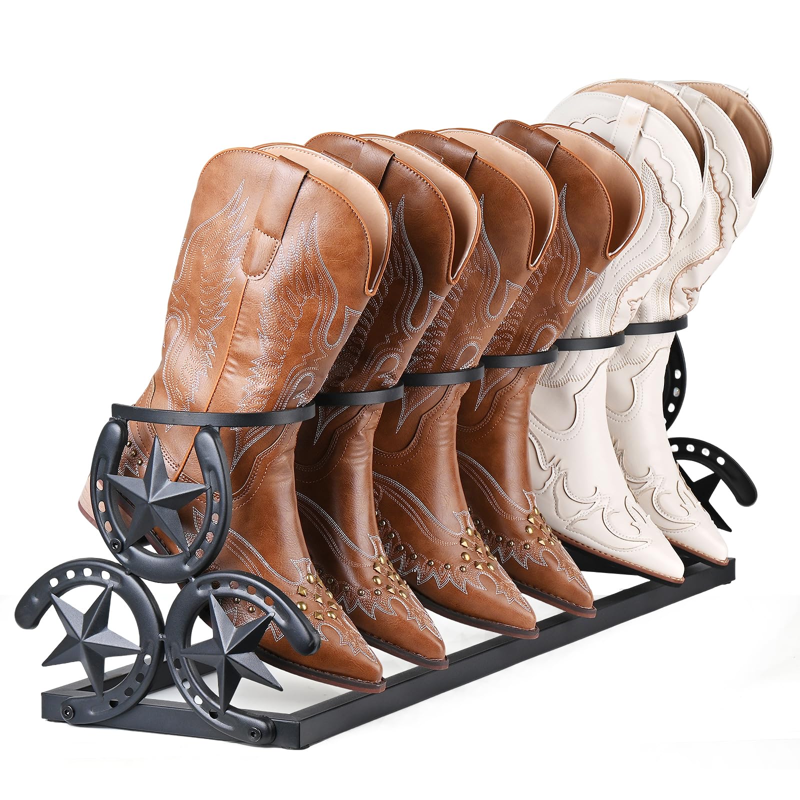 Photo 1 of * MISSING HARDWARE* Western Horseshoe Boot Rack, Freestanding Metal Boot Stand for 3 Pairs