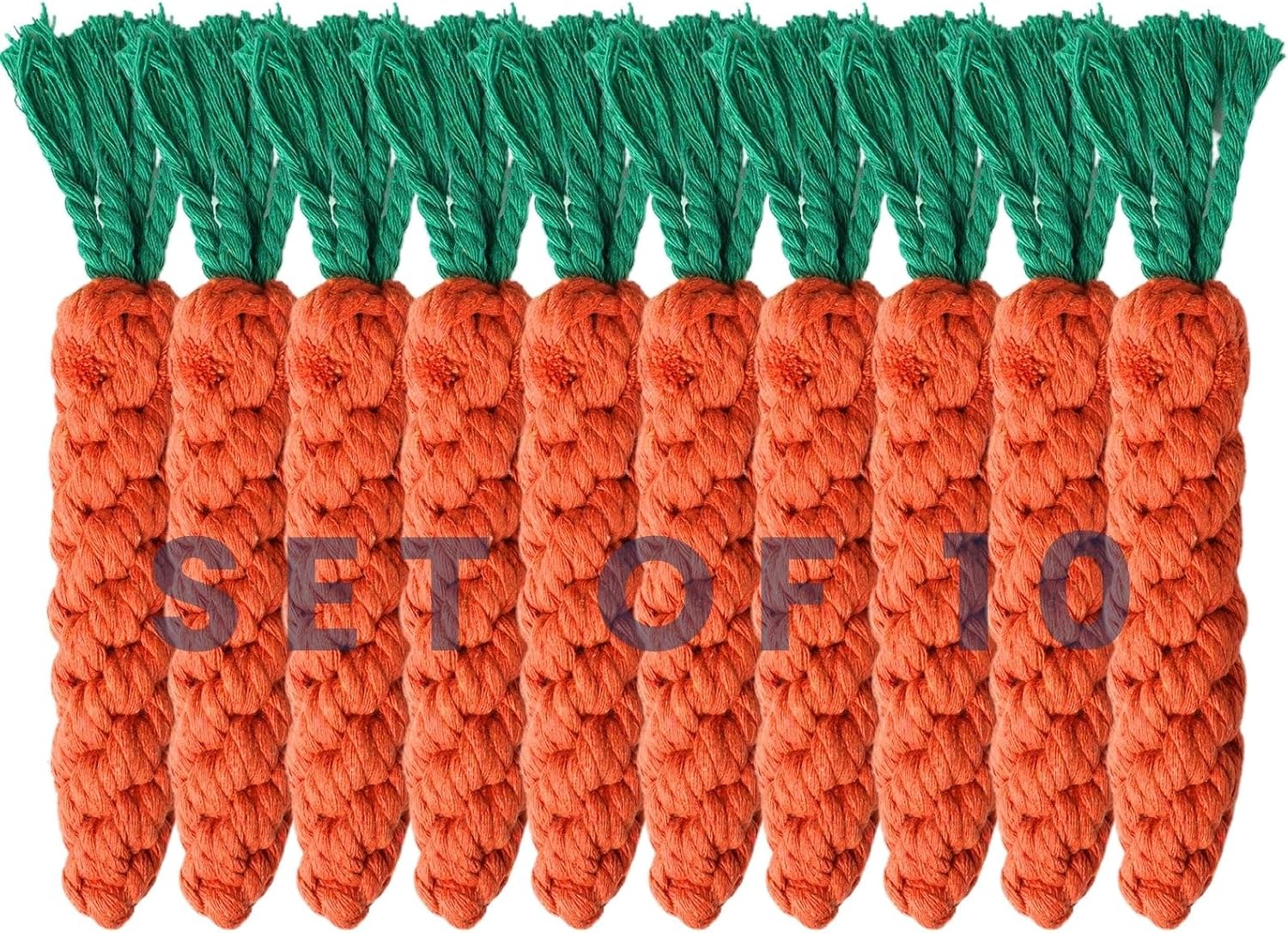 2ME 10 PCS Carrot Dog Rope Toys for Dogs, Durable Chew Toys for Aggressive Chewers, Entertainment & Interaction, Teeth Cleaning and Chewing, All-Cotton