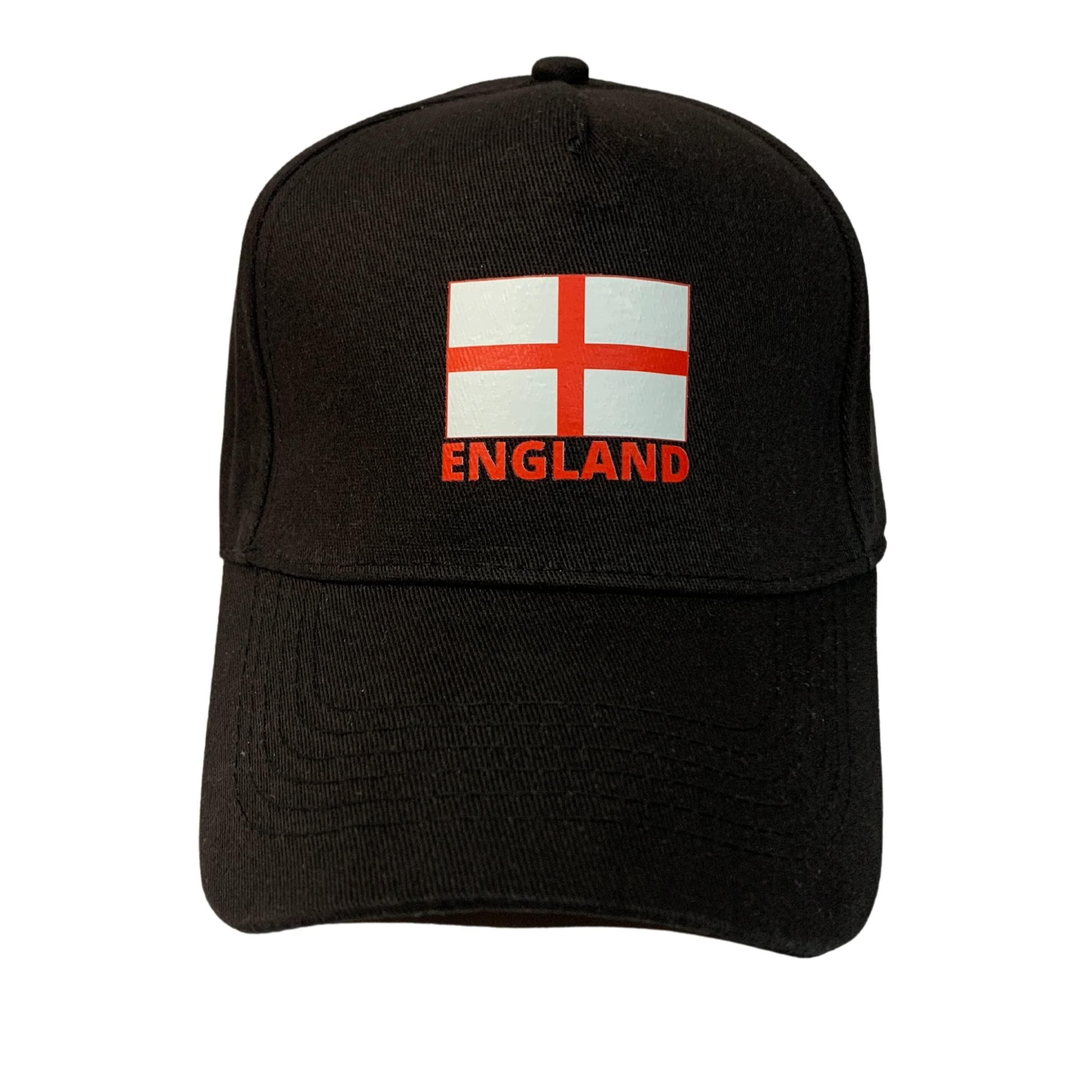 Fidra Adult Unisex England Baseball Cap with St George Cross Logo, Buckle Adjustable. Fast UK Post 48-72 Hour delivery. (Black)