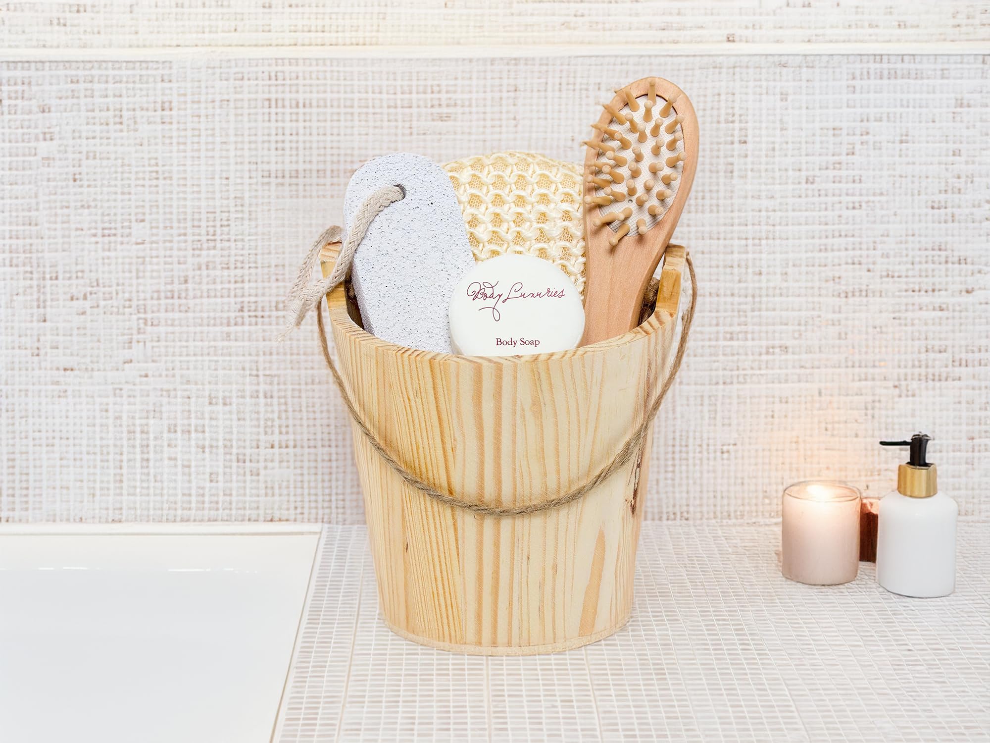 BRUBAKER Cosmetics Coffret de bain & bien-être 5 Pièces Baquet en Bois