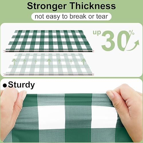 Vista 197 de misaya Paquete de 4 manteles desechables de búfalo, mantel de plástico impermeable de 54 x 108 pulgadas, manteles rectangulares a cuadros caqui