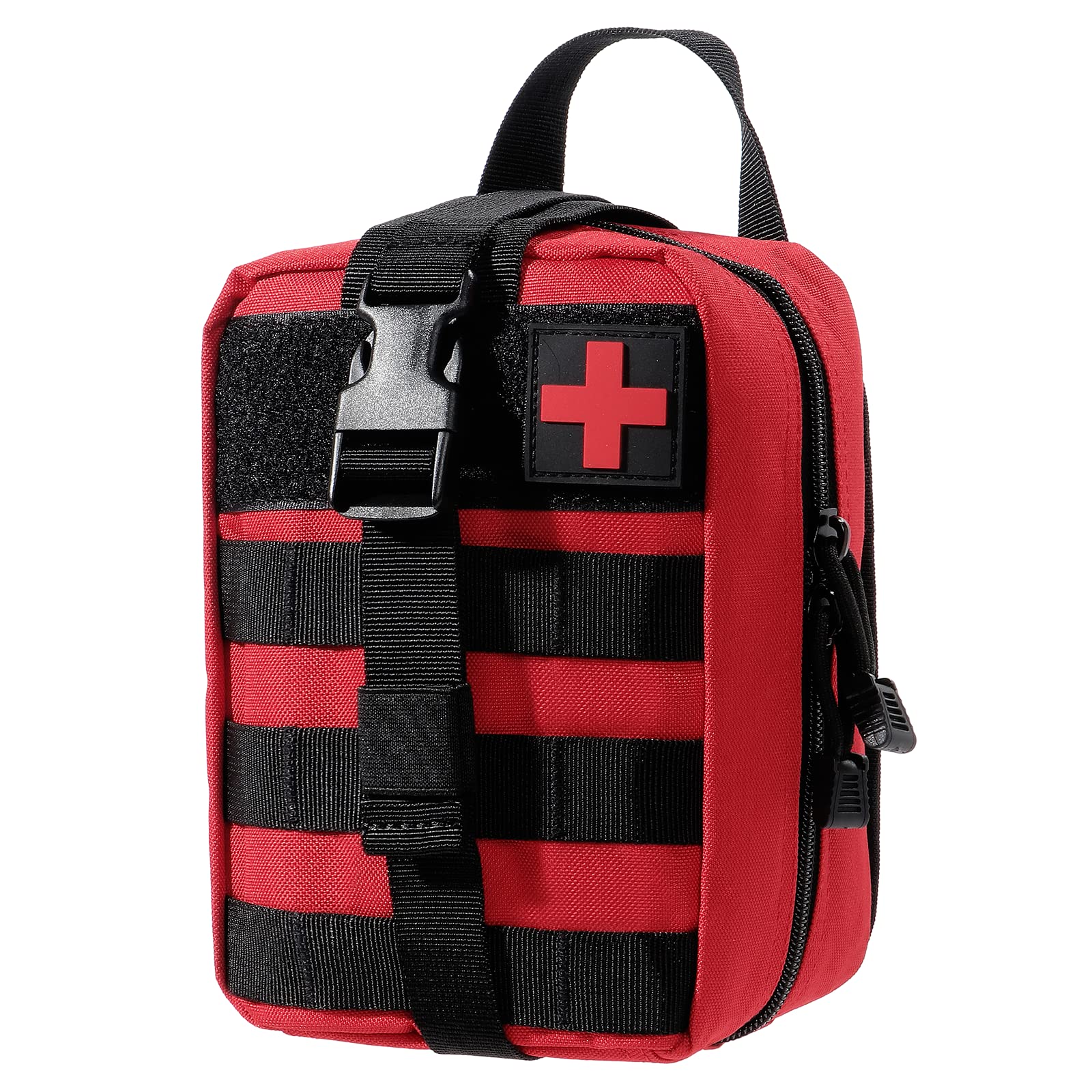 Kyrio First Aid Pouch Empty Tactical Molle Pouch Outdoor Medical Package, Rip-Away EMT Tools Bag for Medical, Climbing Rescue Tools Package Multipurpose Waist Pack Military Utility Pack (Red) (Red)