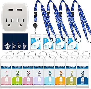 17 Pcs Carnival Cruise Luggage Tags Cruise Accessories Kit Include 8 Pcs Waterproof Luggage Tag Holder 4 Pcs Cruise Lanyards for Ship Cards 4 Pcs Thank You Cards and Power Strip