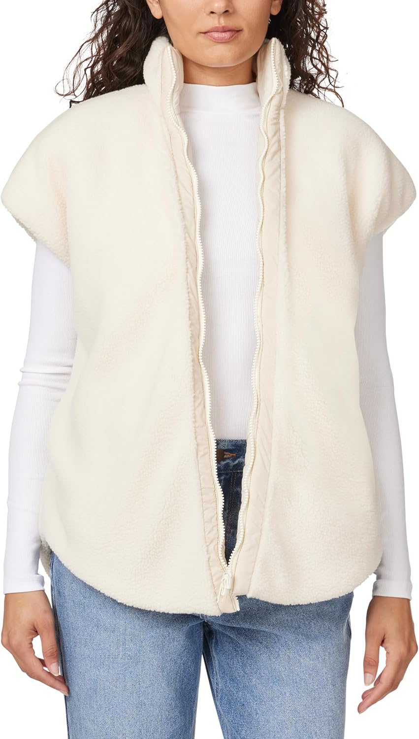 kensie Jeans for Women Reversable Quilted Fuzzy Sherpa Vest Sleeveless Outerwear Side Slit Pockets, Sizes Small to X-Large