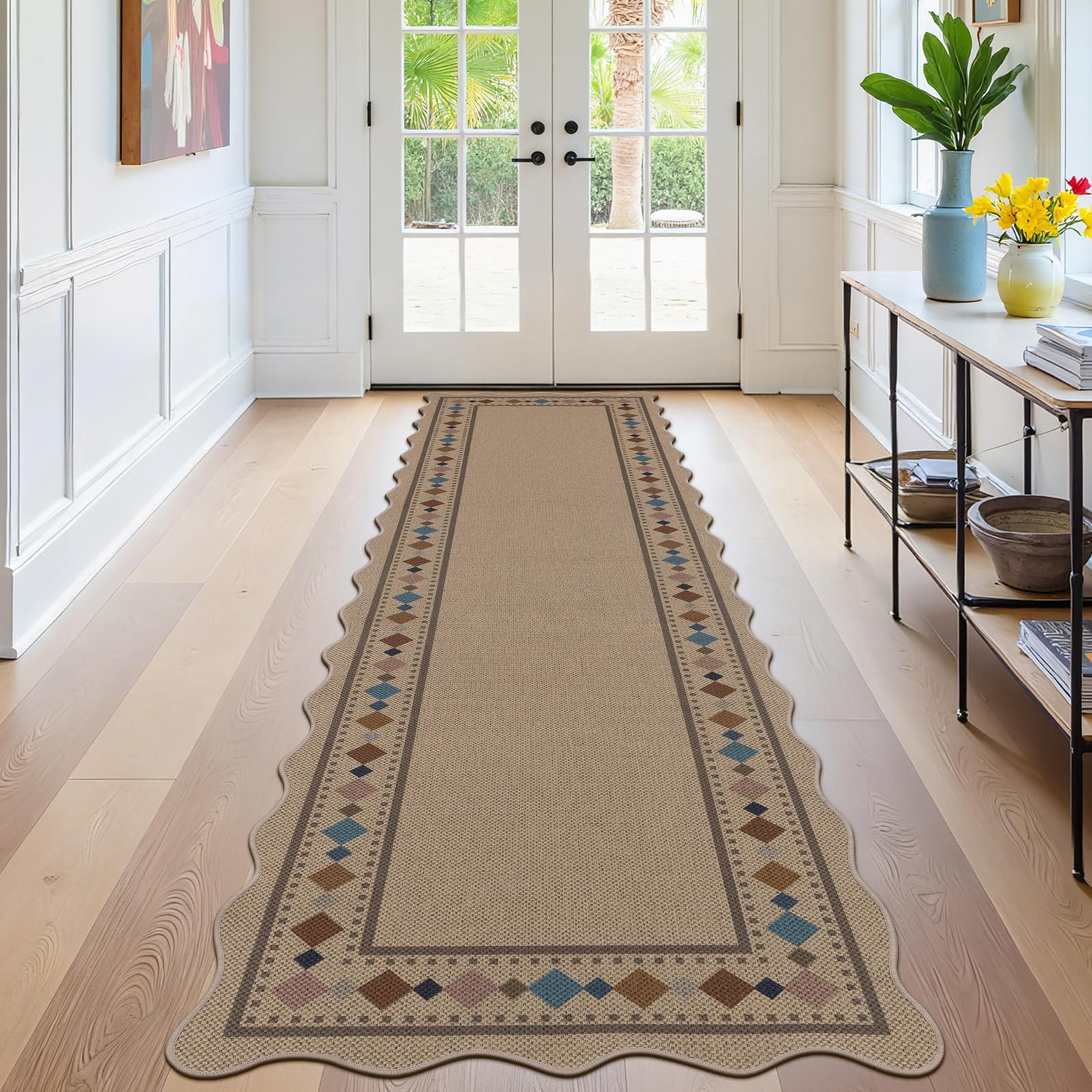 SHACOS Hallway Runner 80 x 300 cm Hall Runners Non Slip Washable Carpet Runners Long Runner Rugs for Hallway Kitchen Entryway, Brown/Colorful — image 1