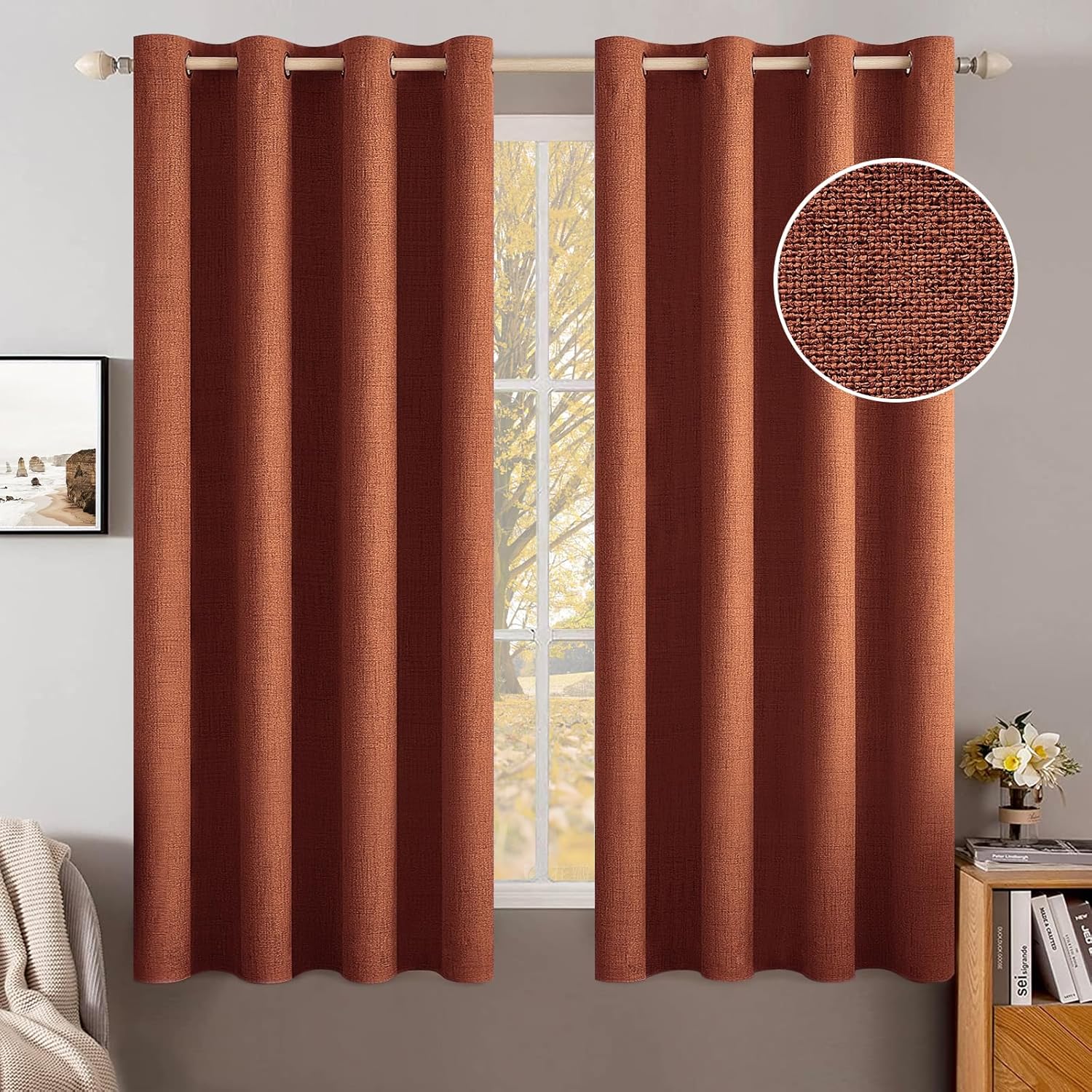 MIULEE Linen Curtains for Bedroom 100 Blackout Thermal