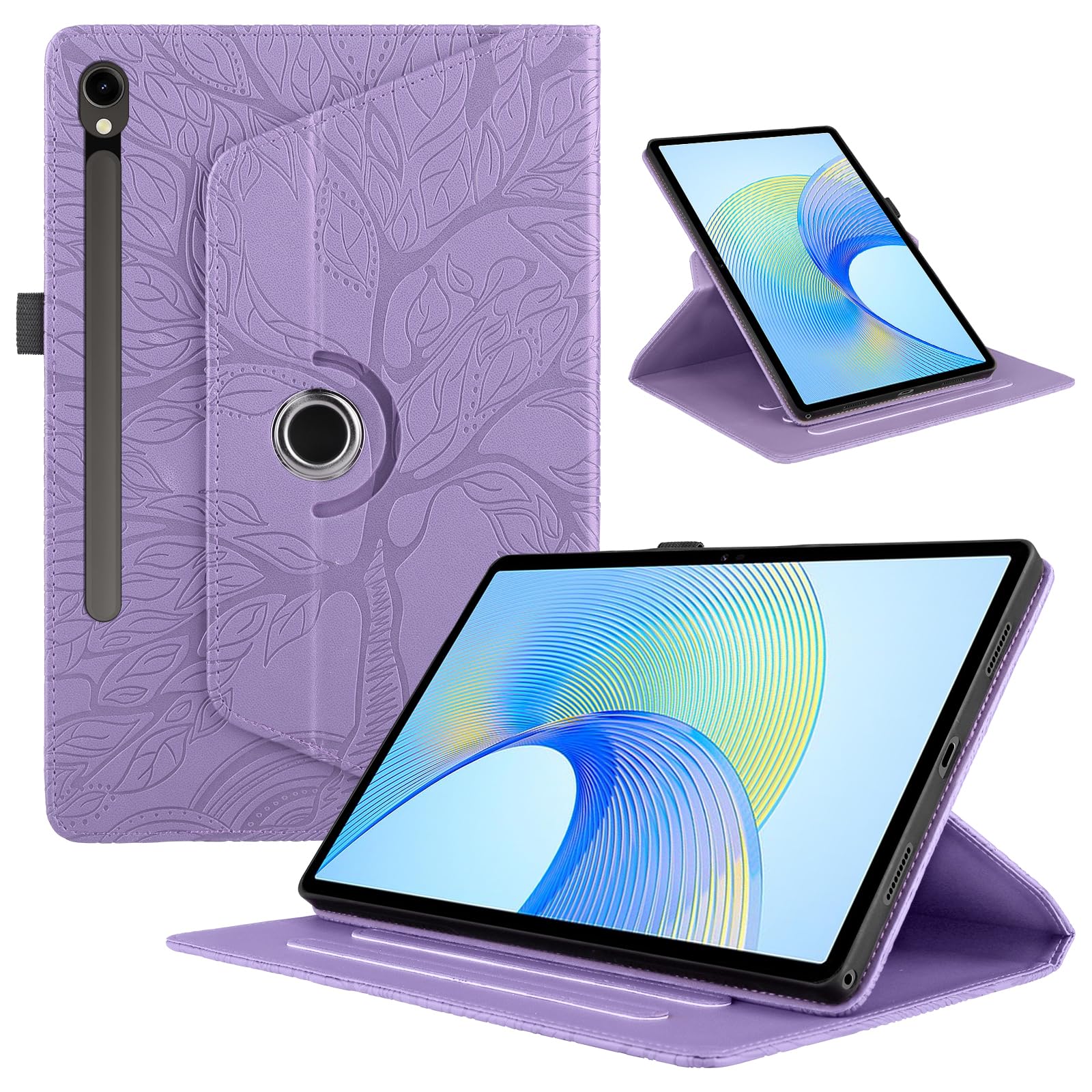 Funda para Samsung Galaxy Tab S9/ S8/ S7 11" (SM-X710/X700/T870) PU Cuero Tablets Protectora Cover 360°Carcasa Giratoria de ángulo Múltiple Stand Función Tablets Funda,Rojo Árboles — view 37