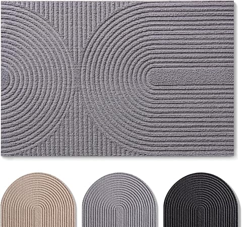 Blumtal Felpudo de 40 x 60 cm – Antideslizante – Felpudo con patrón – Felpudos para puerta de entrada – Felpudo de poliéster – Felpudo interior/Felpudo exterior / felpudo para puerta gris claro