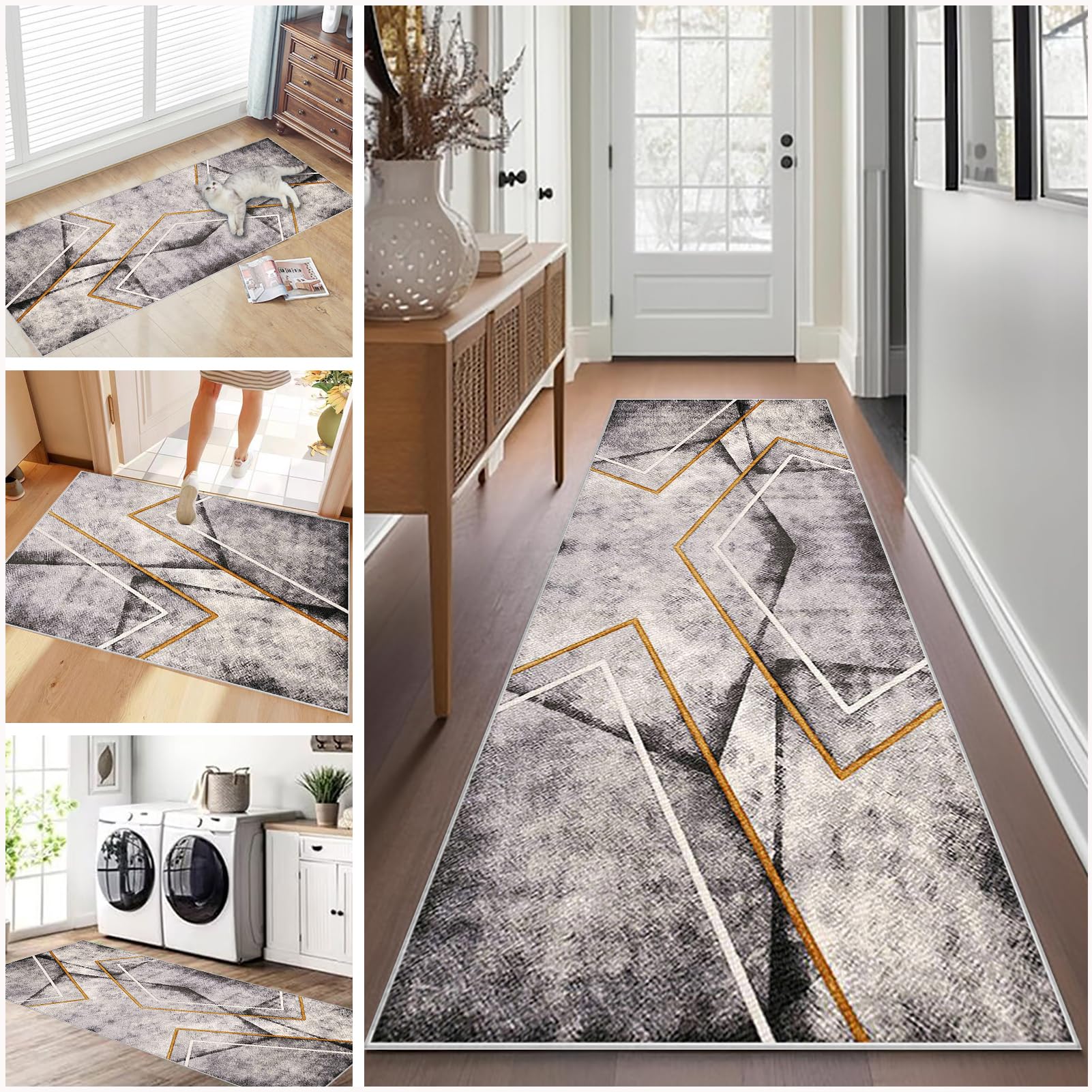 Ruxevnsy 356-A Hallway Runner Non Slip Long Kitchen Carpet Runners 60 X 500 Cm Heavy Duty Entrance Mat Hall Runner Narrow Rugs Absorbent Doormat Washable Kitchen Rug Runners For Hallways Kitchen Laundry Room