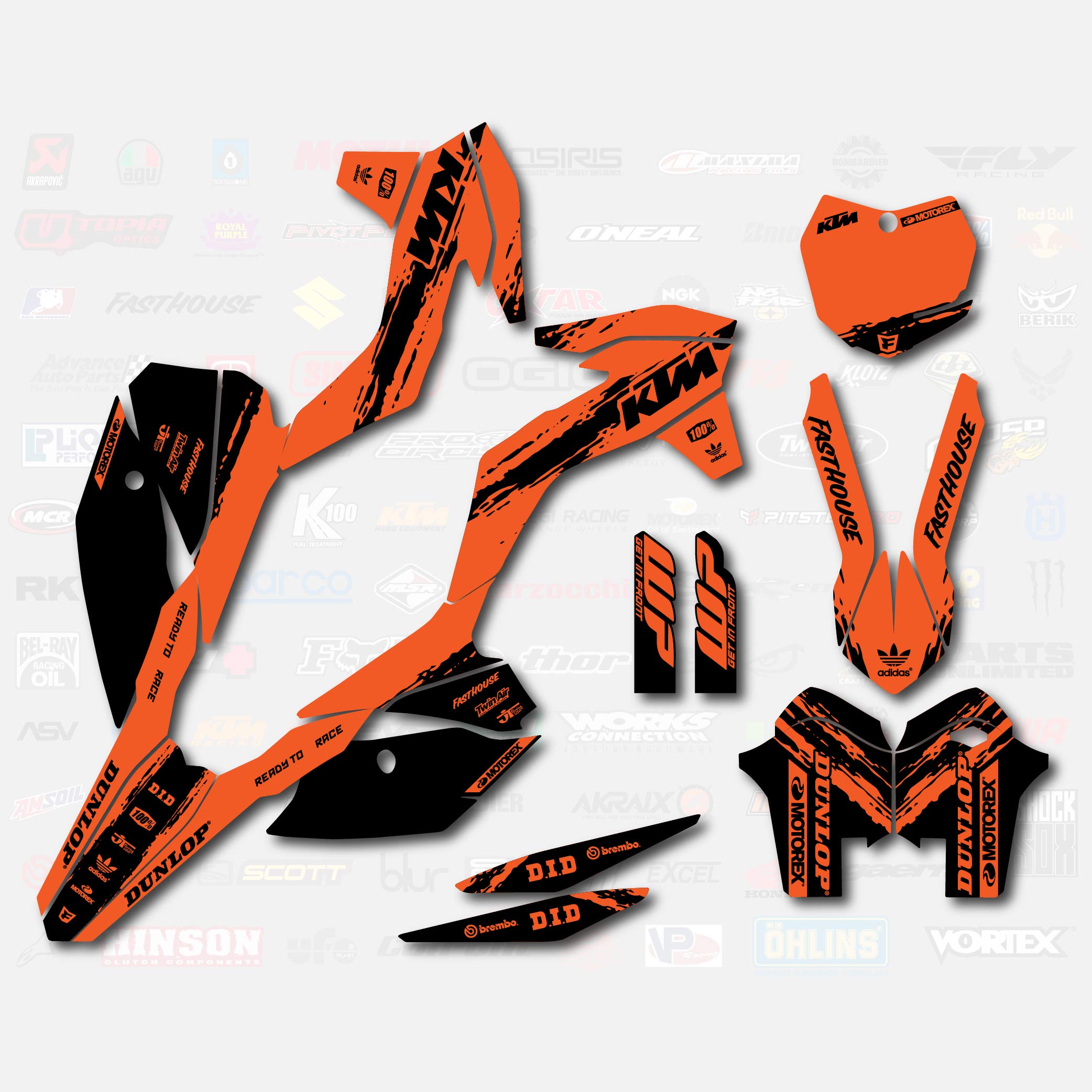 Factory EFX kit, Don't Buy Cheap Counterfeit Black Orange Slick Graphics Kit fits KTM 13-15 SX SXF XC XCF 125 250 300 450