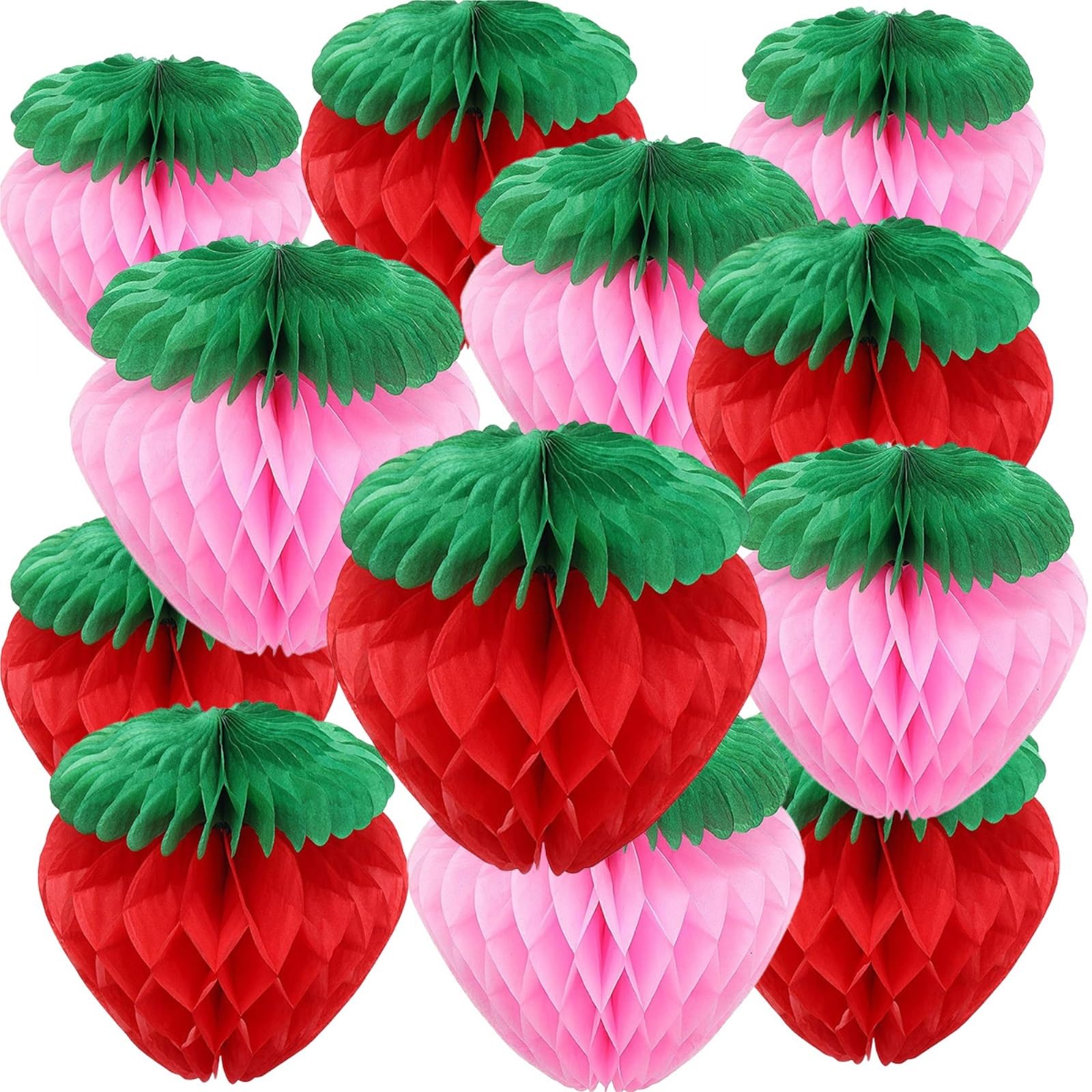Papierowe Lampiony 10 Szt. Papierowych Lampionów W Kształcie Plastra Miodu Truskawki Na Imprezę Dekoracje Imprezę(Rot,20cm)