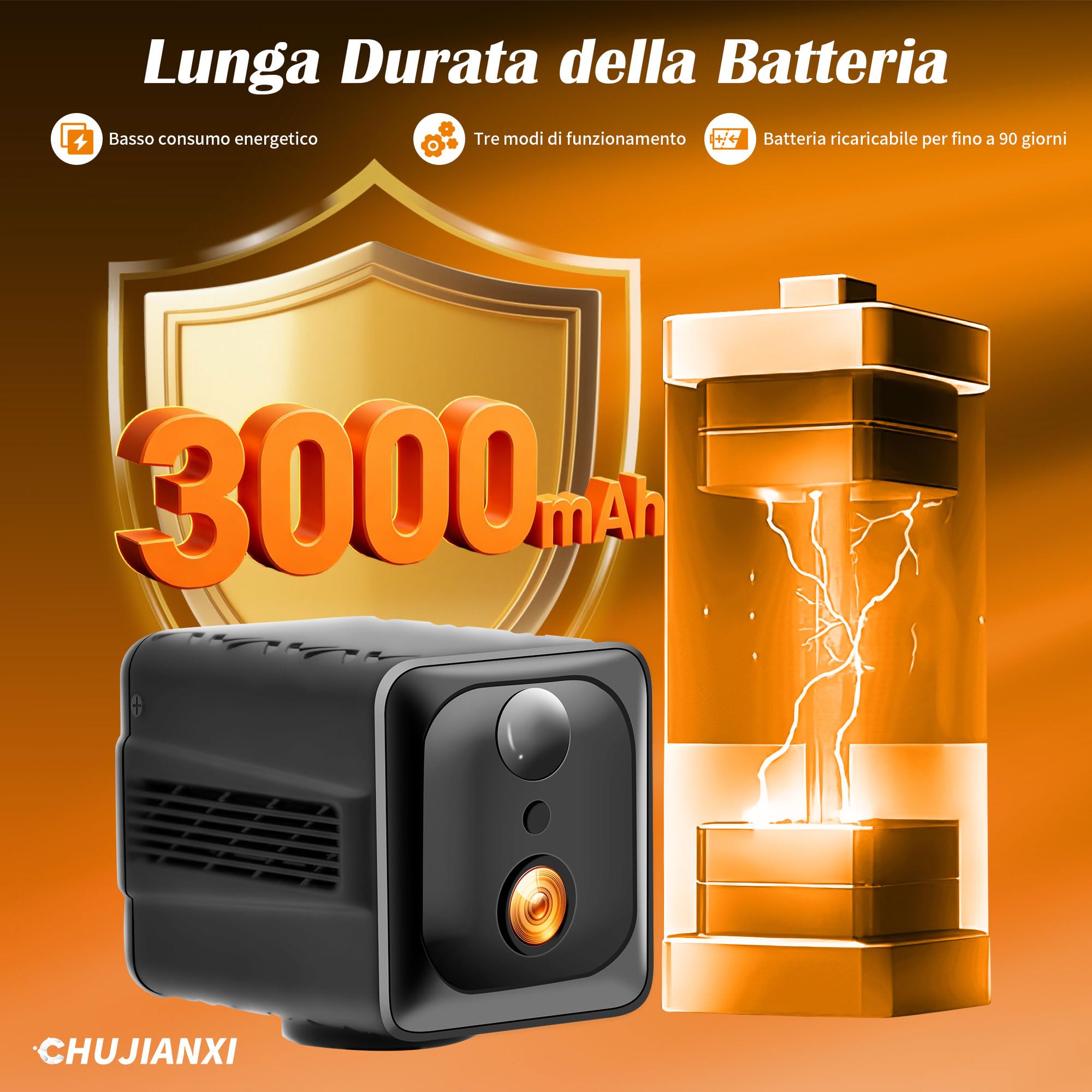Mini Telecamera WiFi Interno 4K UHD, Telecamera Senza Fili per Casa | Mini Camera con Batteria da 3000mAh (60 Giorni in Modalità di Attesa), Microcamera Senza Fili Interna, Visione Notturna