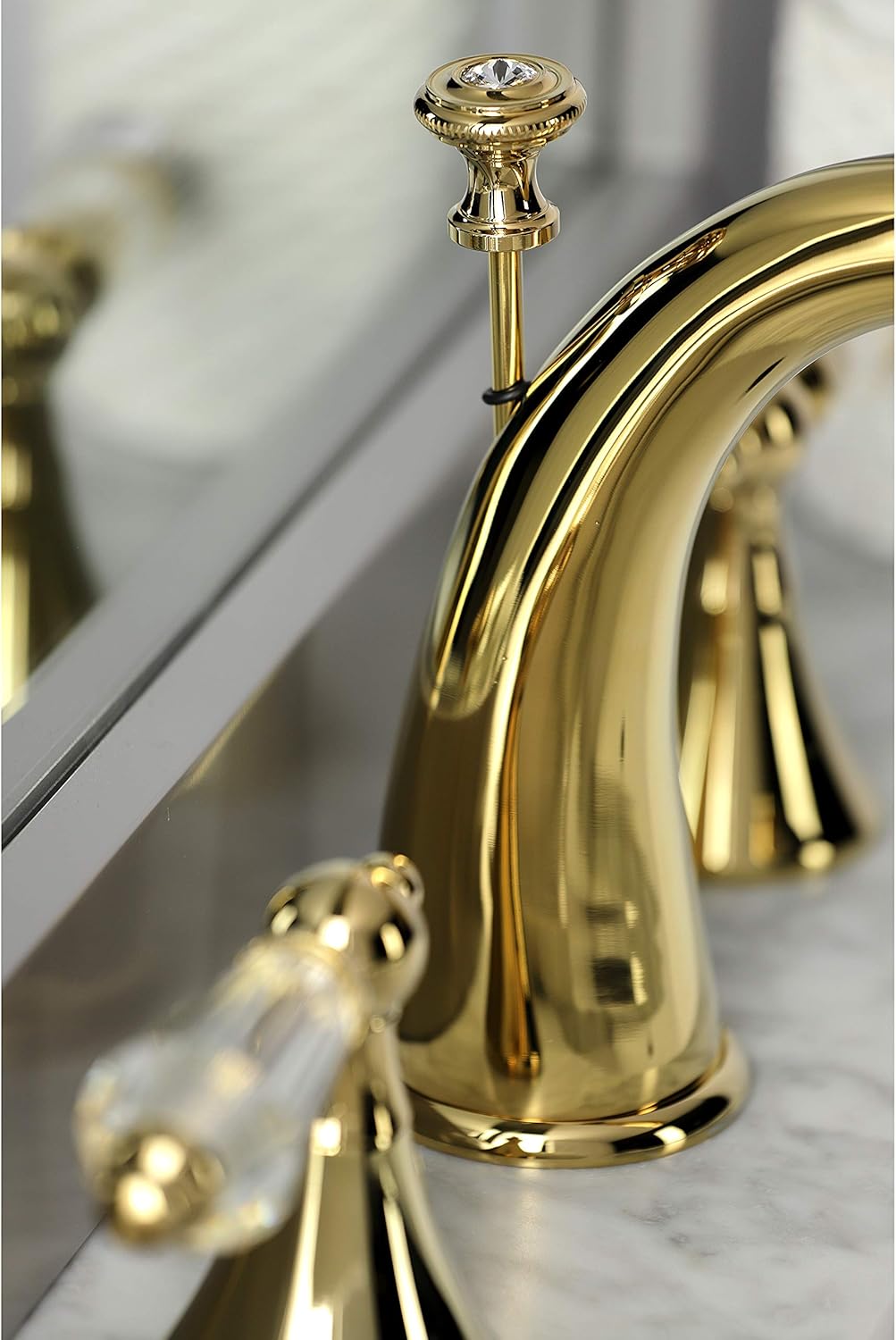 Review Product Kingston Brass KS2972WLL Wilshire Widespread Bathroom Faucet, Polished Brass